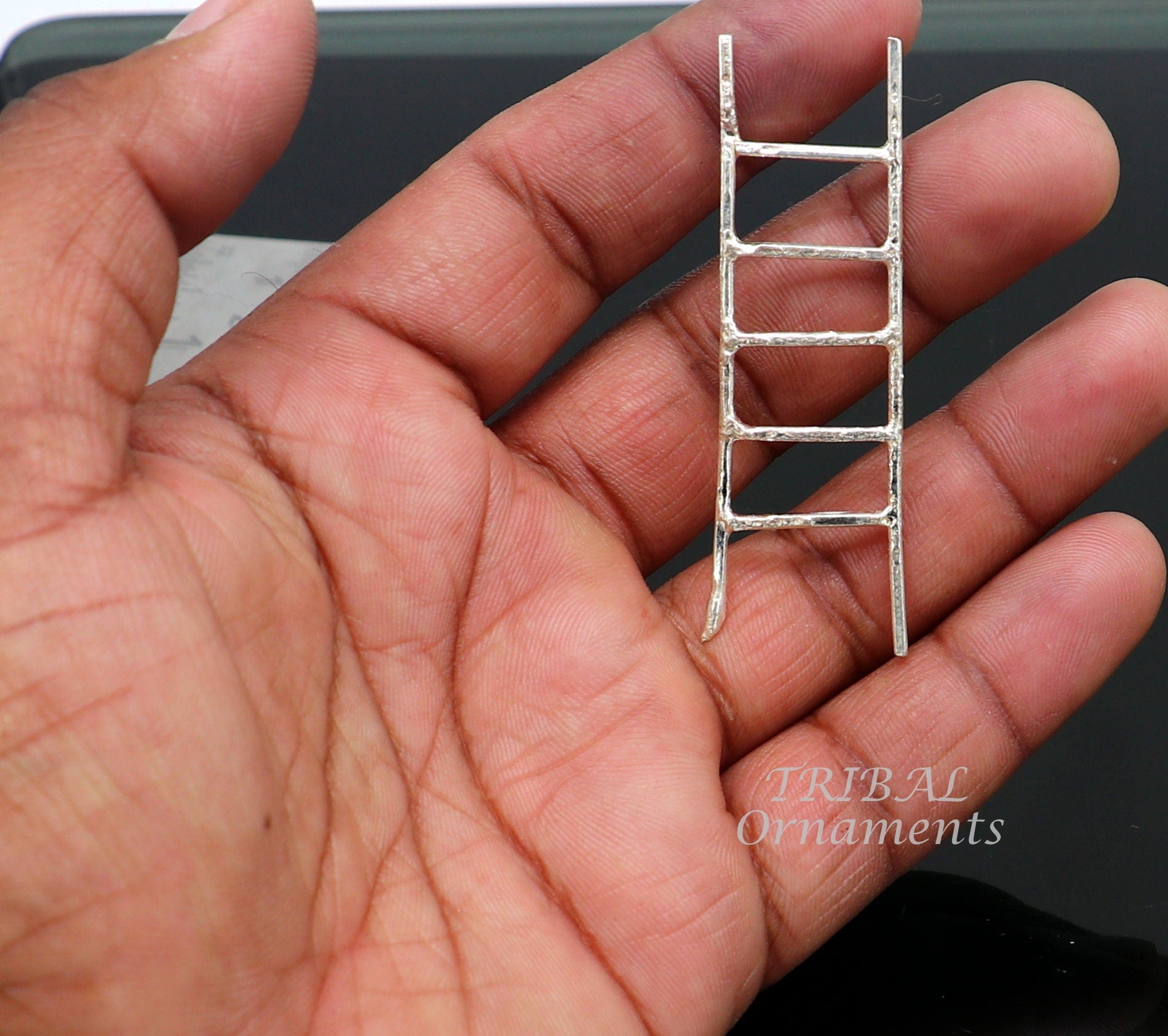 2.5 inches long 925 sterling silver handmade ladder 5 steps silver stair, amazing silver puja article silver utensils su902 - TRIBAL ORNAMENTS