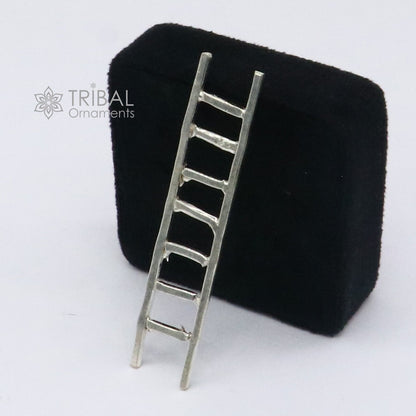 Handmade 2.5-inch sterling silver ladder with 7 steps, part of silver puja articles and utensils by Tribal Ornaments.