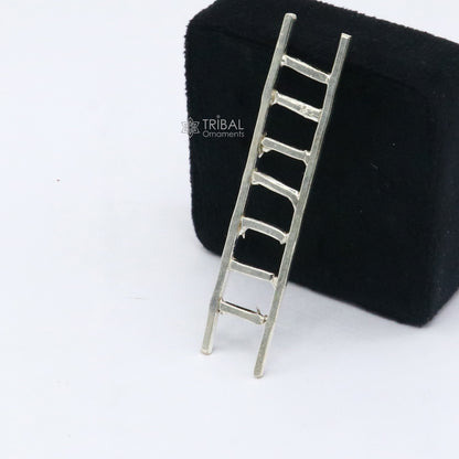 Handmade 2.5-inch 925 sterling silver ladder with 7 steps, traditional silver puja article and utensils by TRIBAL ORNAMENTS.