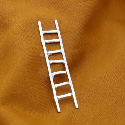 Handmade 925 sterling silver ladder with 7 steps, decorative silver stair for puja rituals, crafted by Tribal Ornaments.