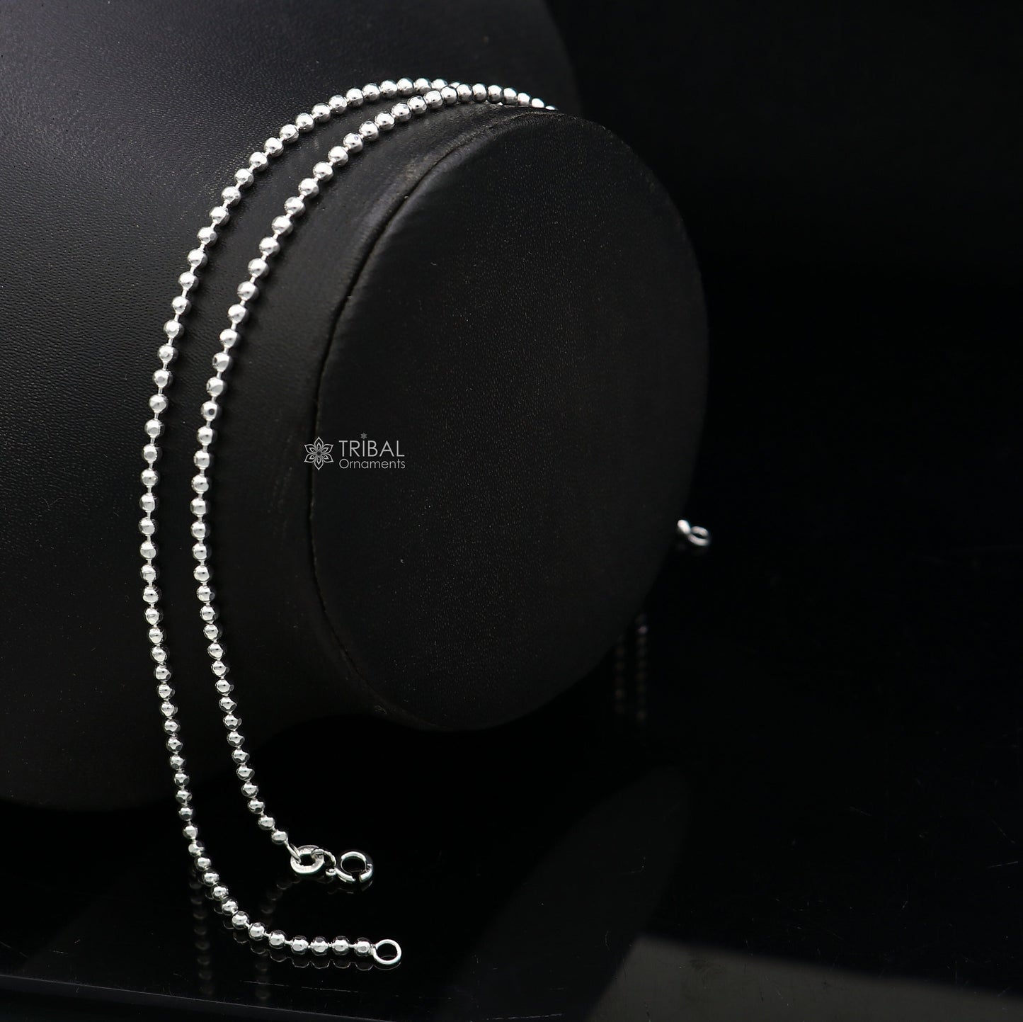 2mm 10.5925 sterling silver beaded/ball chain anklet bracelet amazing light weight delicate anklets belly dance silver jewelry ank611 - TRIBAL ORNAMENTS