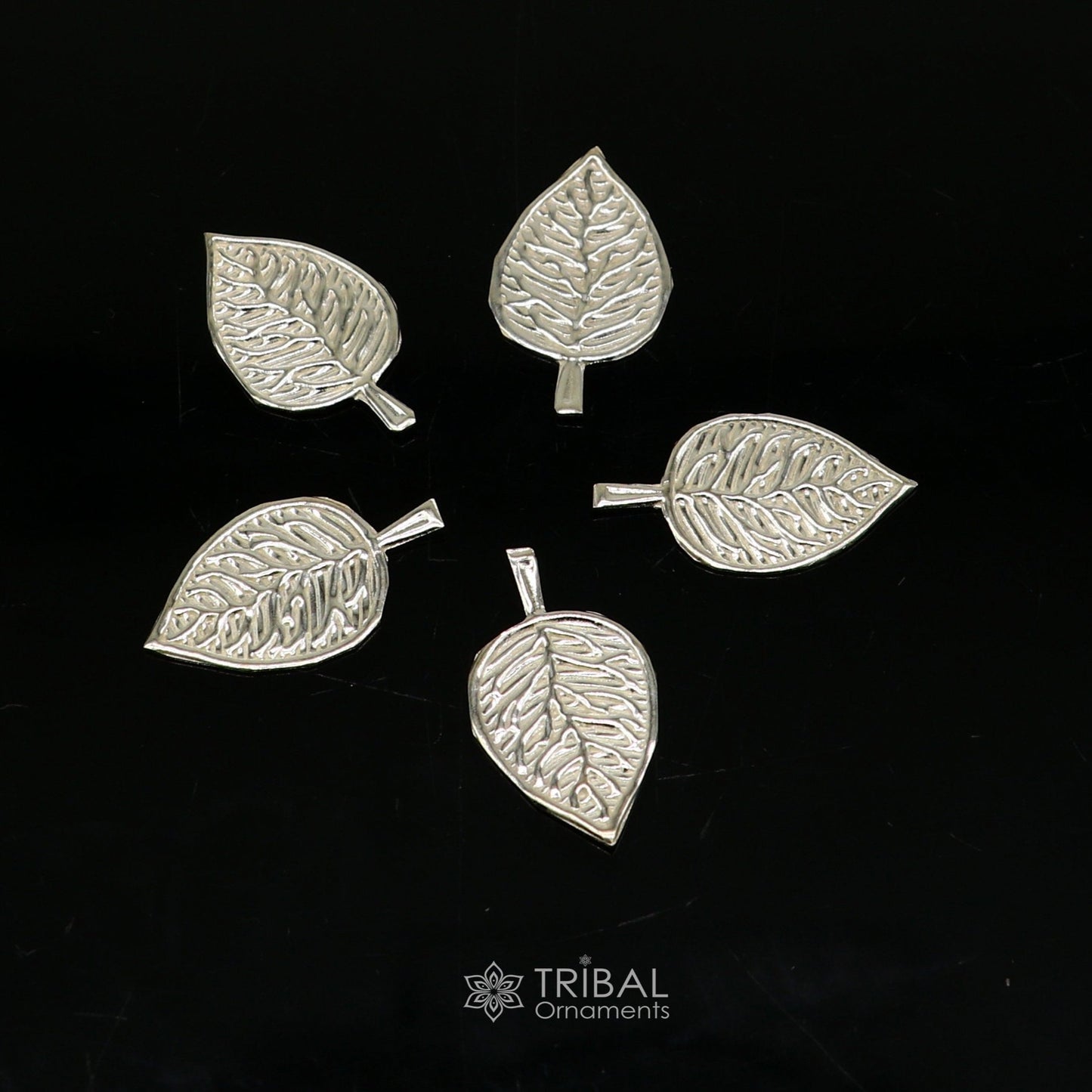 2.5cm 925 sterling silver handmade small betel leaf Paan leaf for worshipping offered to Lord Vishnu, Goddesses Laxmi and Lord Ganesh su1103 - TRIBAL ORNAMENTS