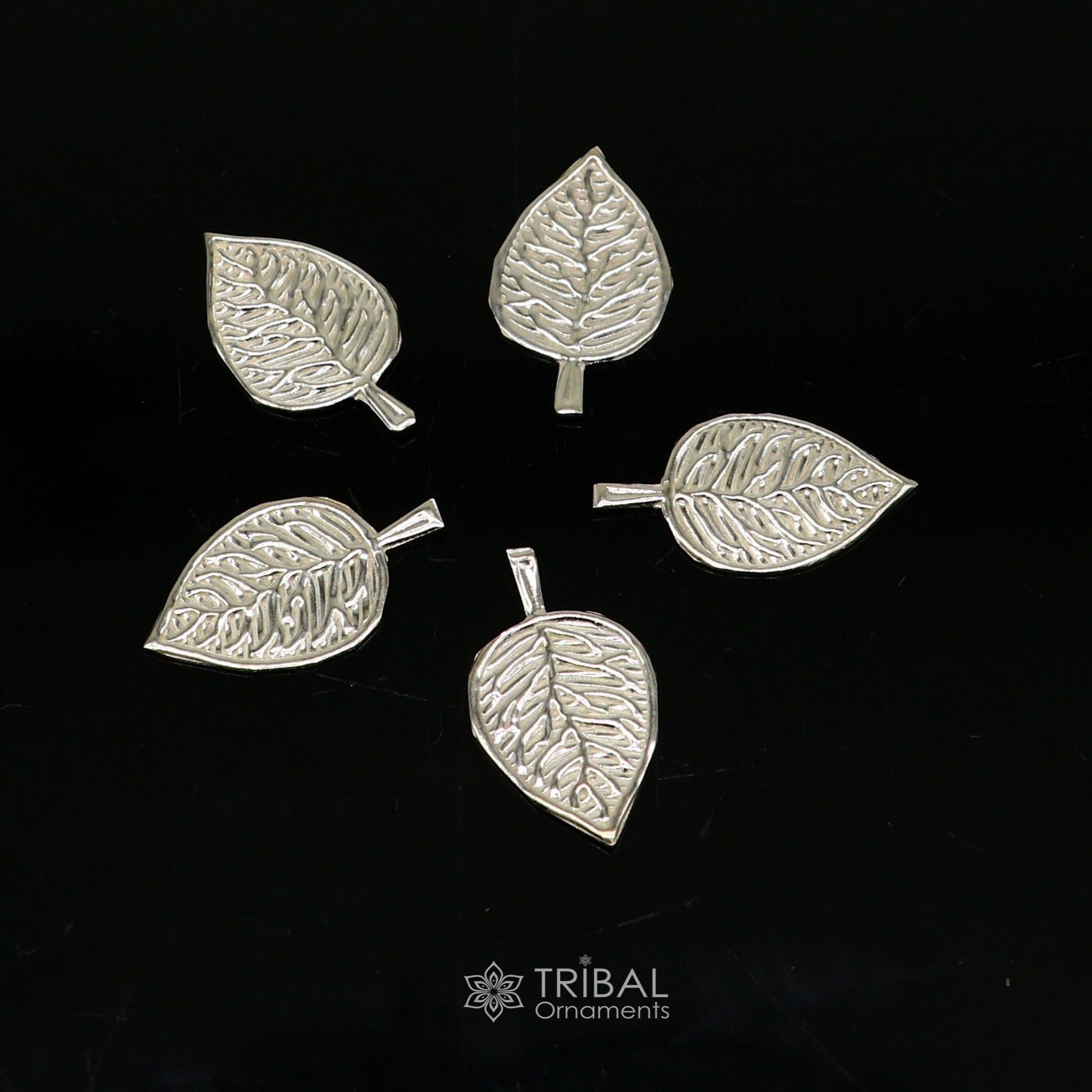 2.5cm 925 sterling silver handmade small betel leaf Paan leaf for worshipping offered to Lord Vishnu, Goddesses Laxmi and Lord Ganesh su1103 - TRIBAL ORNAMENTS