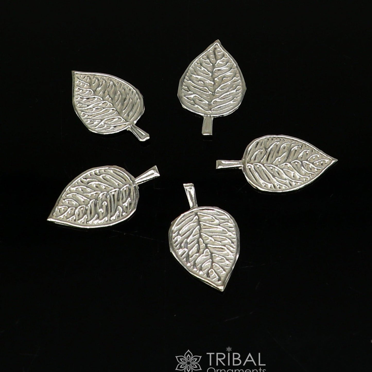 2.5cm 925 sterling silver handmade small betel leaf Paan leaf for worshipping offered to Lord Vishnu, Goddesses Laxmi and Lord Ganesh su1103 - TRIBAL ORNAMENTS