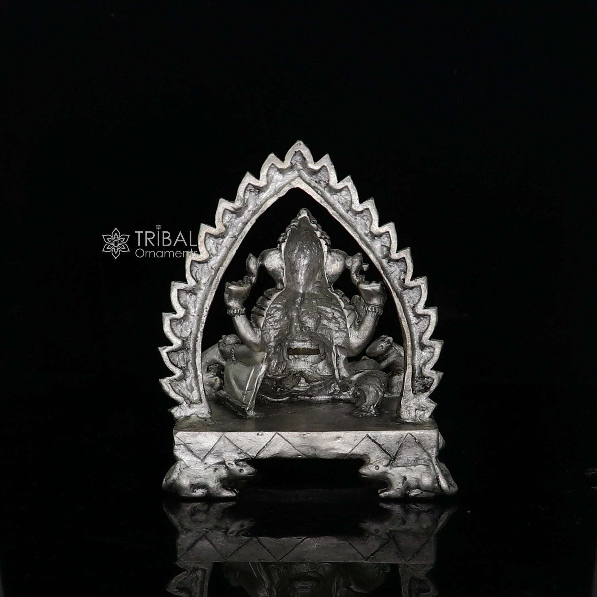 2.6" Divine 925 Sterling silver Lord Ganesh Idol, Pooja Articles, Silver Idols Figurine Ganesha statue sculpture Diwali puja gift art673 - TRIBAL ORNAMENTS