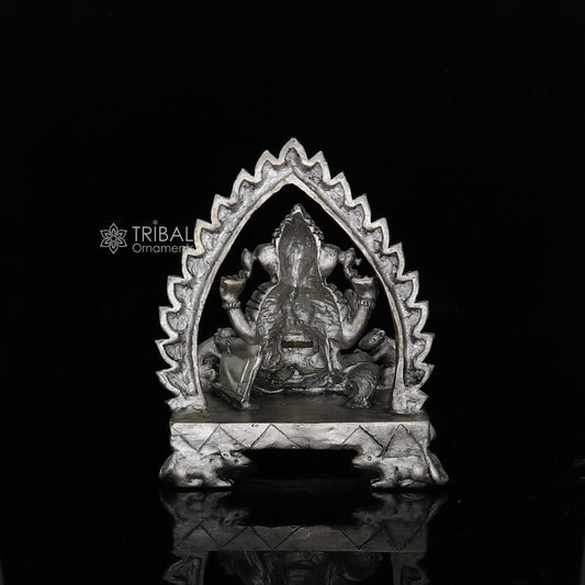 2.6" Divine 925 Sterling silver Lord Ganesh Idol, Pooja Articles, Silver Idols Figurine Ganesha statue sculpture Diwali puja gift art673 - TRIBAL ORNAMENTS