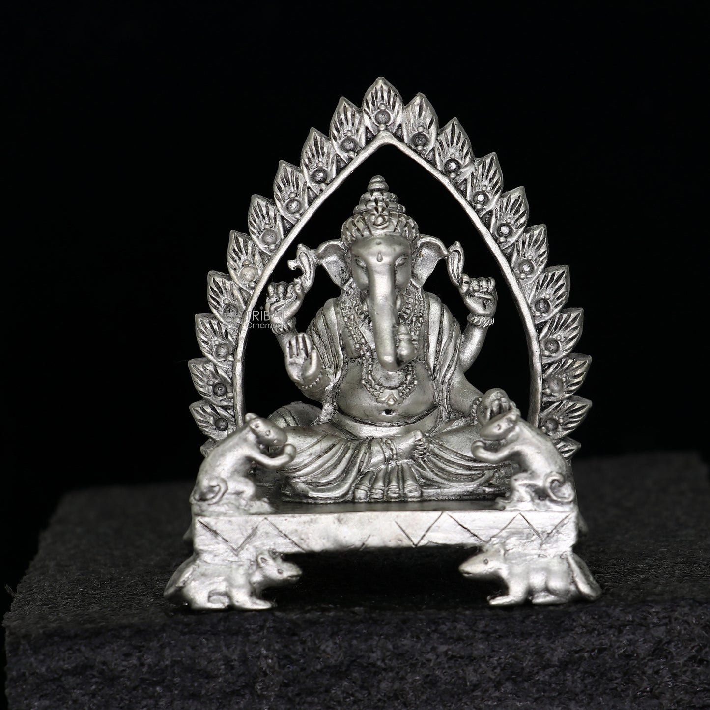 2.6" Divine 925 Sterling silver Lord Ganesh Idol, Pooja Articles, Silver Idols Figurine Ganesha statue sculpture Diwali puja gift art673 - TRIBAL ORNAMENTS
