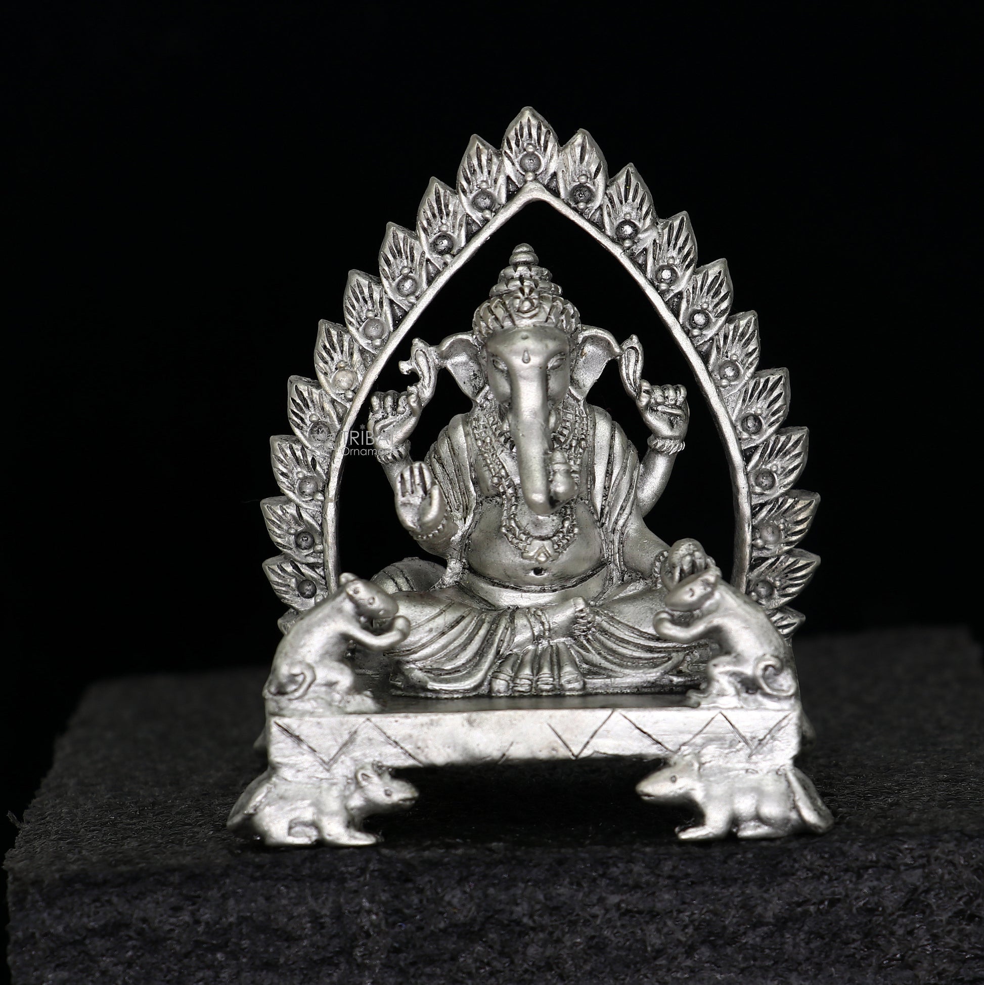 2.6" Divine 925 Sterling silver Lord Ganesh Idol, Pooja Articles, Silver Idols Figurine Ganesha statue sculpture Diwali puja gift art673 - TRIBAL ORNAMENTS
