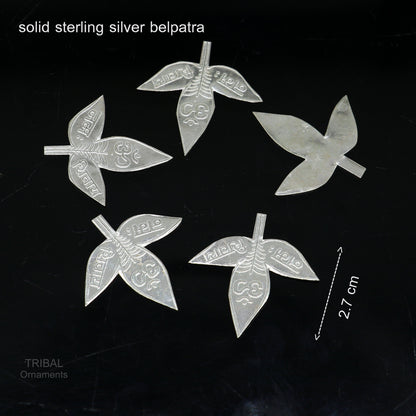 2.8 cm Lord Shiva bel Patra Solid silver handmade solid belva patra, shiva worshipping/ puja article, bel tree leaves for puja su599 - TRIBAL ORNAMENTS