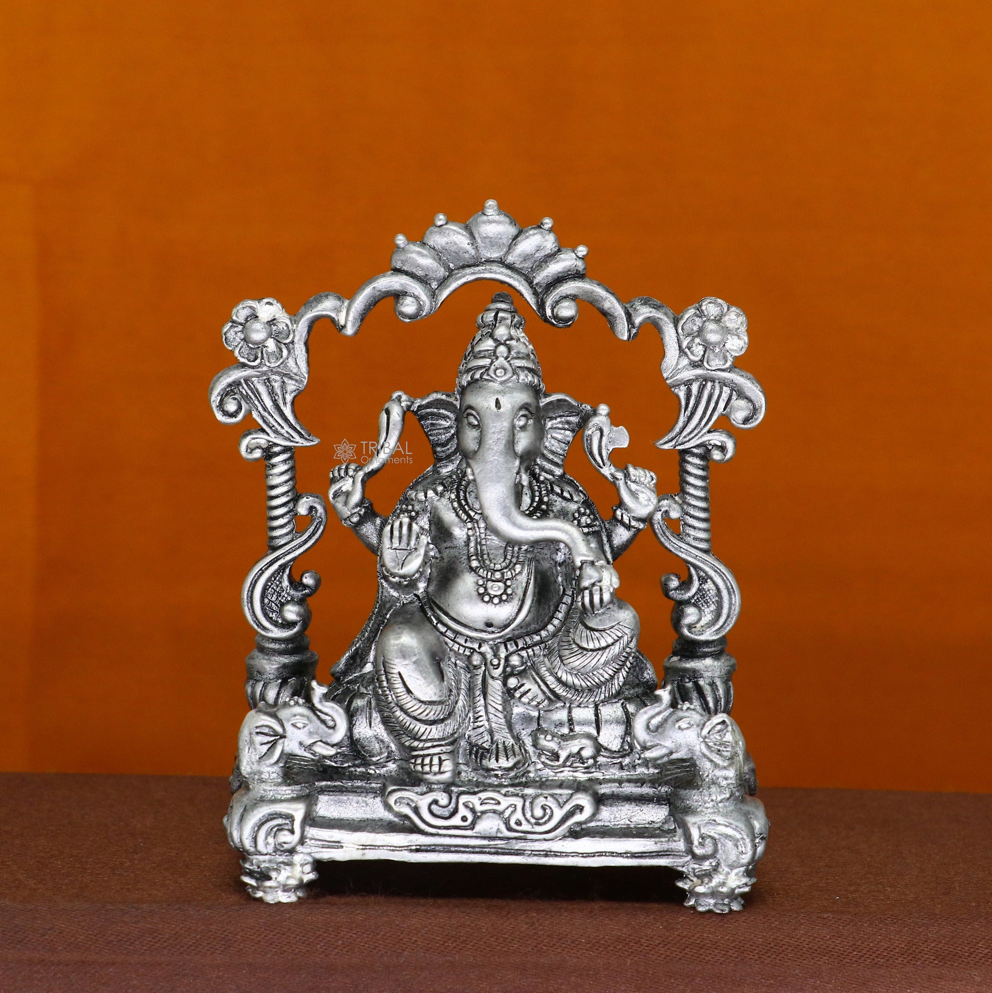 2.9" 925 Sterling silver handmade Idol lord Ganesh statue, Lord Ganesha known for his wisdom, ability to remove obstacles diwali gift art699 - TRIBAL ORNAMENTS