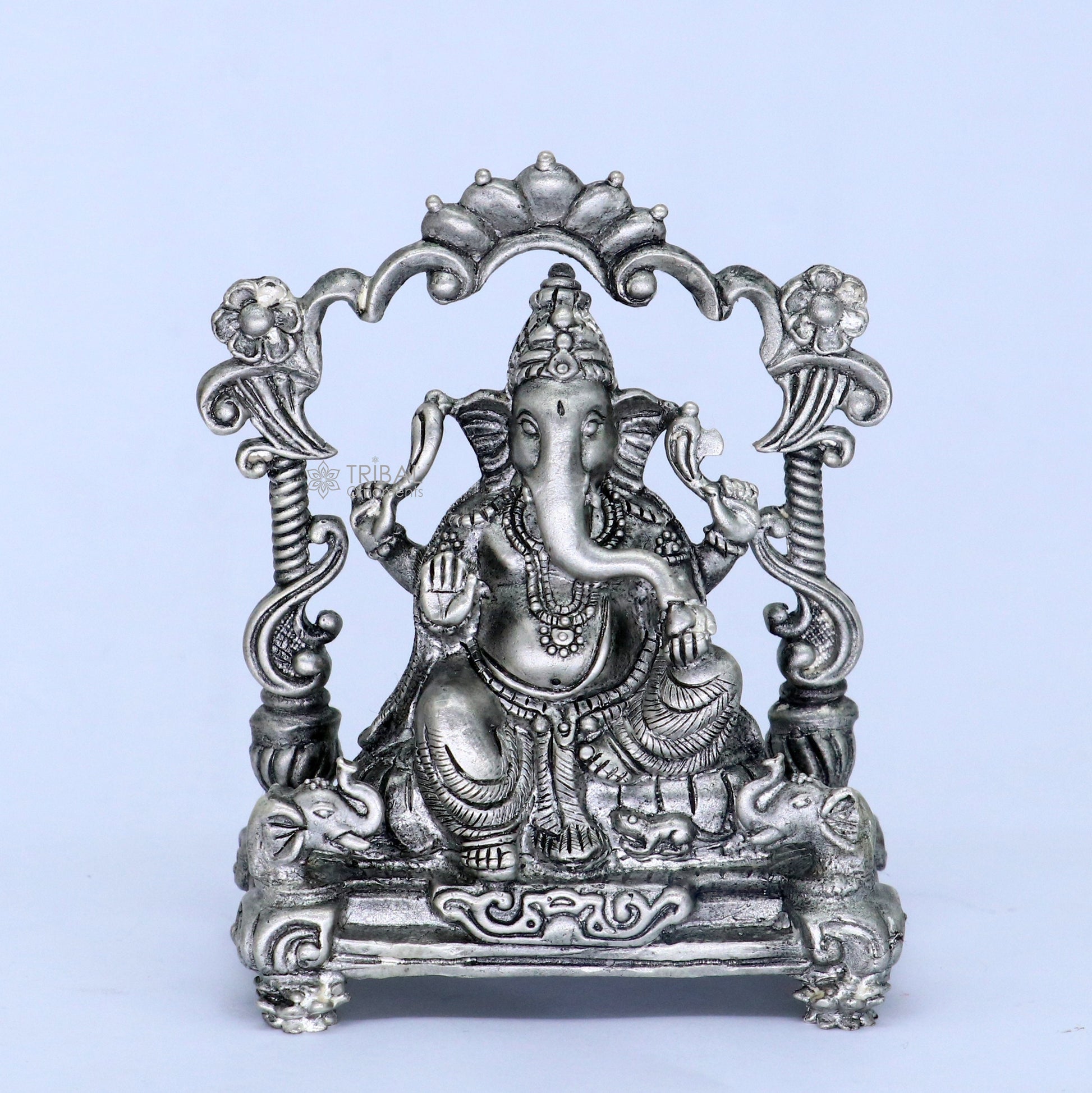 2.9" 925 Sterling silver handmade Idol lord Ganesh statue, Lord Ganesha known for his wisdom, ability to remove obstacles diwali gift art699 - TRIBAL ORNAMENTS