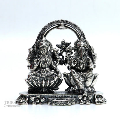 2" 925 Sterling silver handmade customized Hindu idols Laxmi and Ganesha statue, puja article figurine, home décor Diwali puja gift ART228 - TRIBAL ORNAMENTS