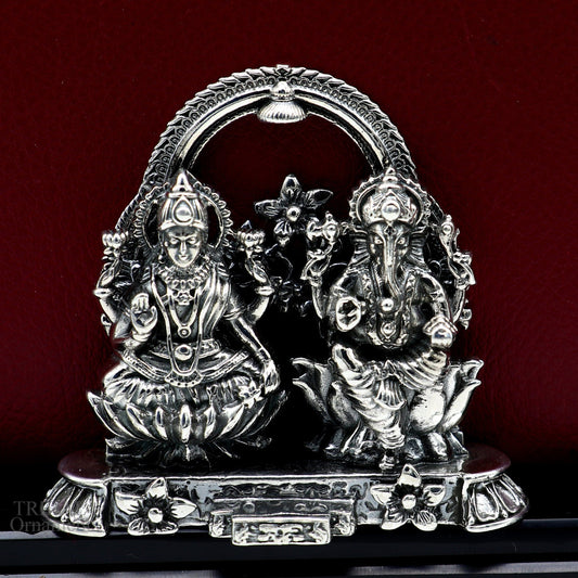 2" 925 Sterling silver handmade customized Hindu idols Laxmi and Ganesha statue, puja article figurine, home décor Diwali puja gift ART228 - TRIBAL ORNAMENTS