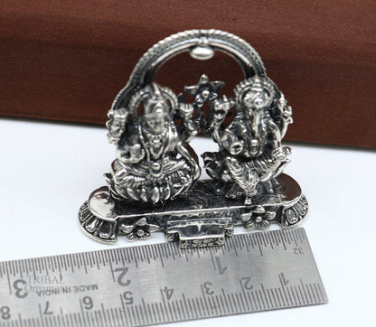 2" 925 Sterling silver handmade customized Hindu idols Laxmi and Ganesha statue, puja article figurine, home décor Diwali puja gift ART228 - TRIBAL ORNAMENTS