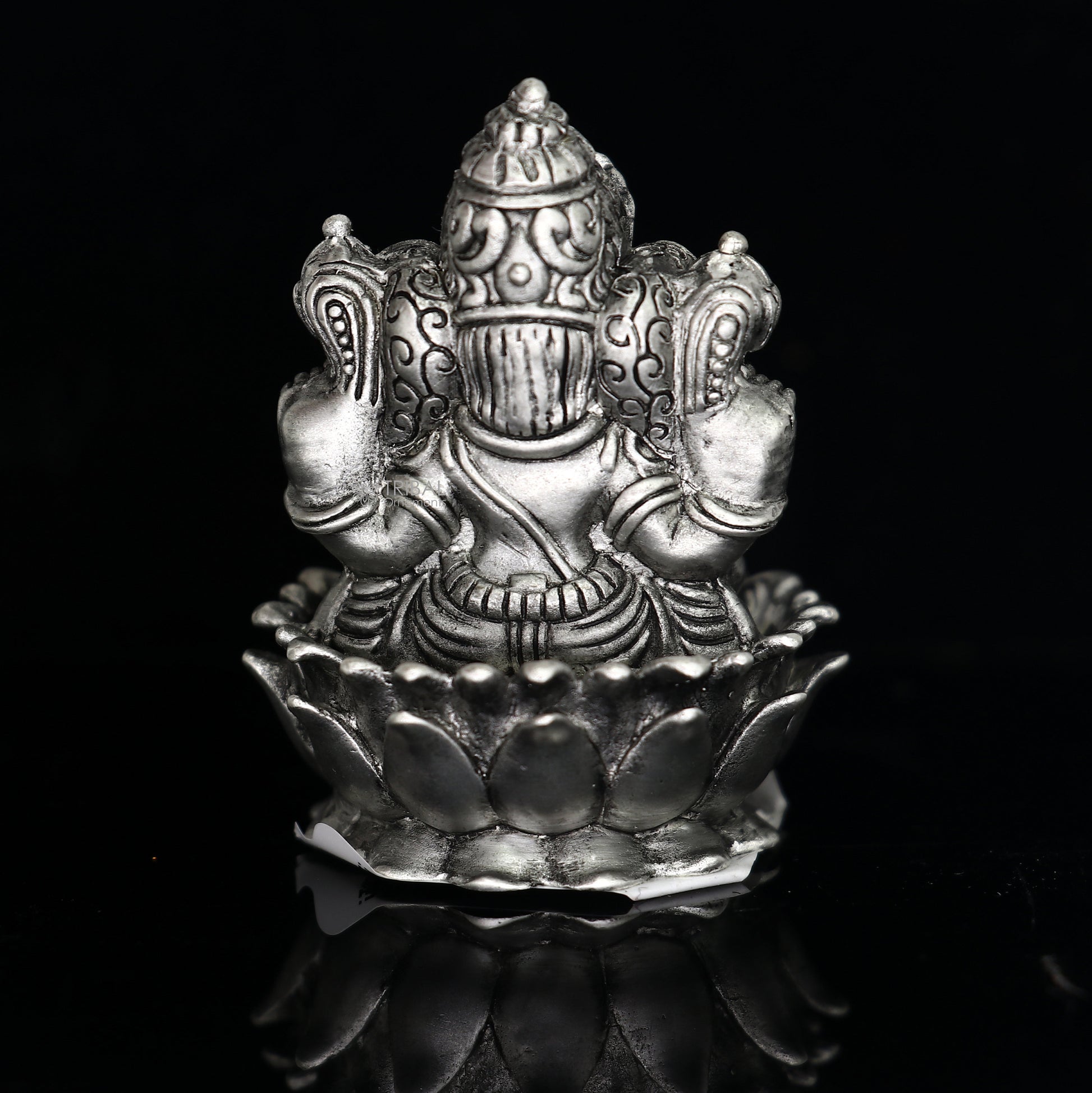 2"  925 Sterling silver handmade Hindu God Idol Ganesha statue, puja article figurine, home decor Diwali puja Divine silver article art681 - TRIBAL ORNAMENTS