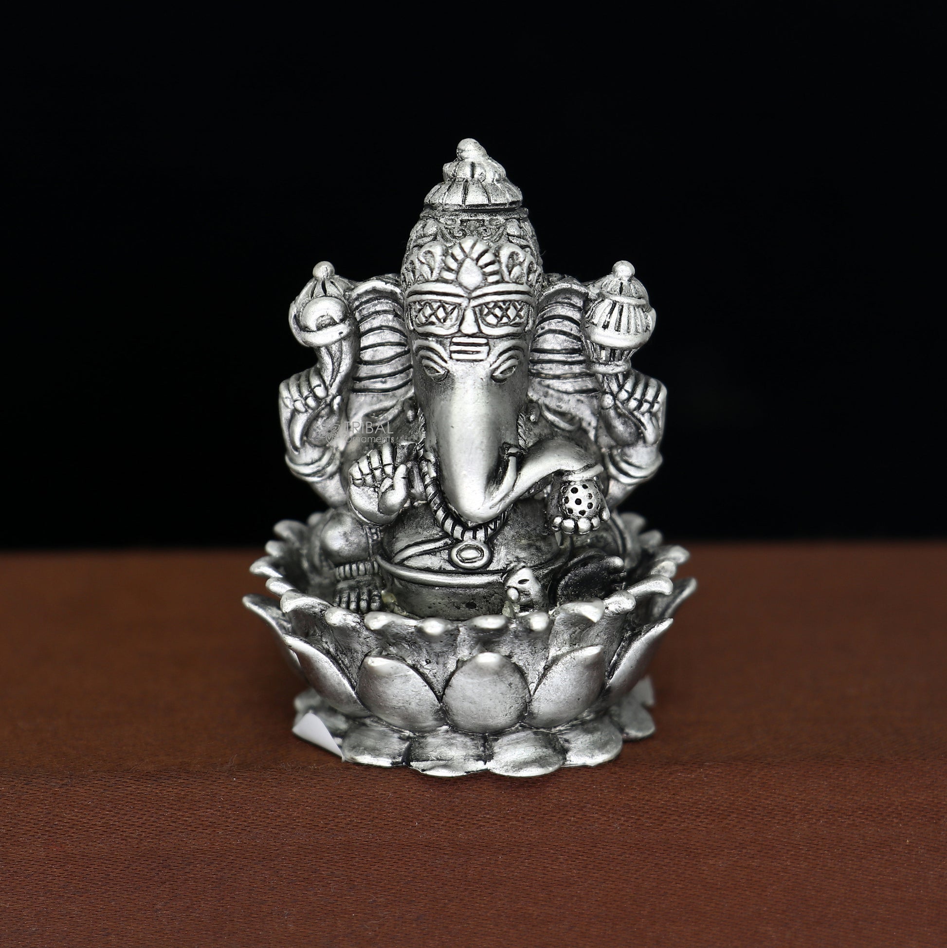2"  925 Sterling silver handmade Hindu God Idol Ganesha statue, puja article figurine, home decor Diwali puja Divine silver article art681 - TRIBAL ORNAMENTS