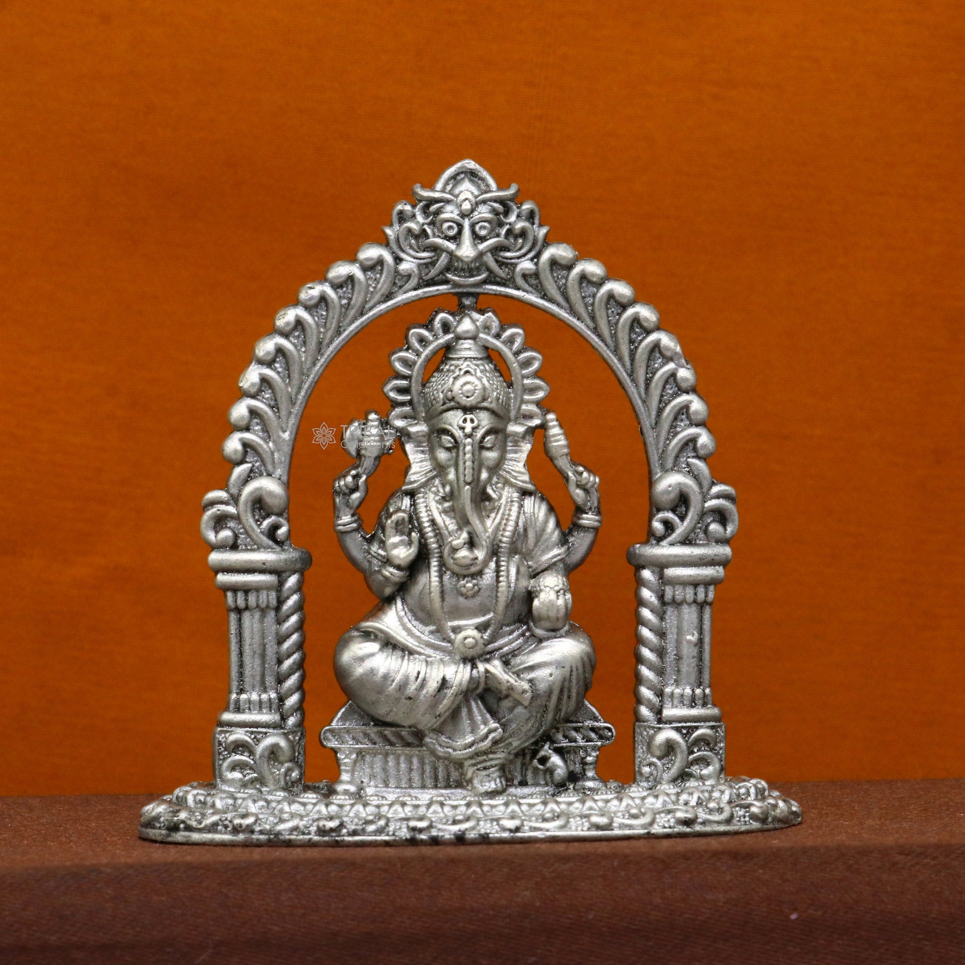 2" 925 Sterling silver handmade Hindu God Idol Ganesha statue, puja article figurine, home decor Diwali puja Divine silver article art704 - TRIBAL ORNAMENTS