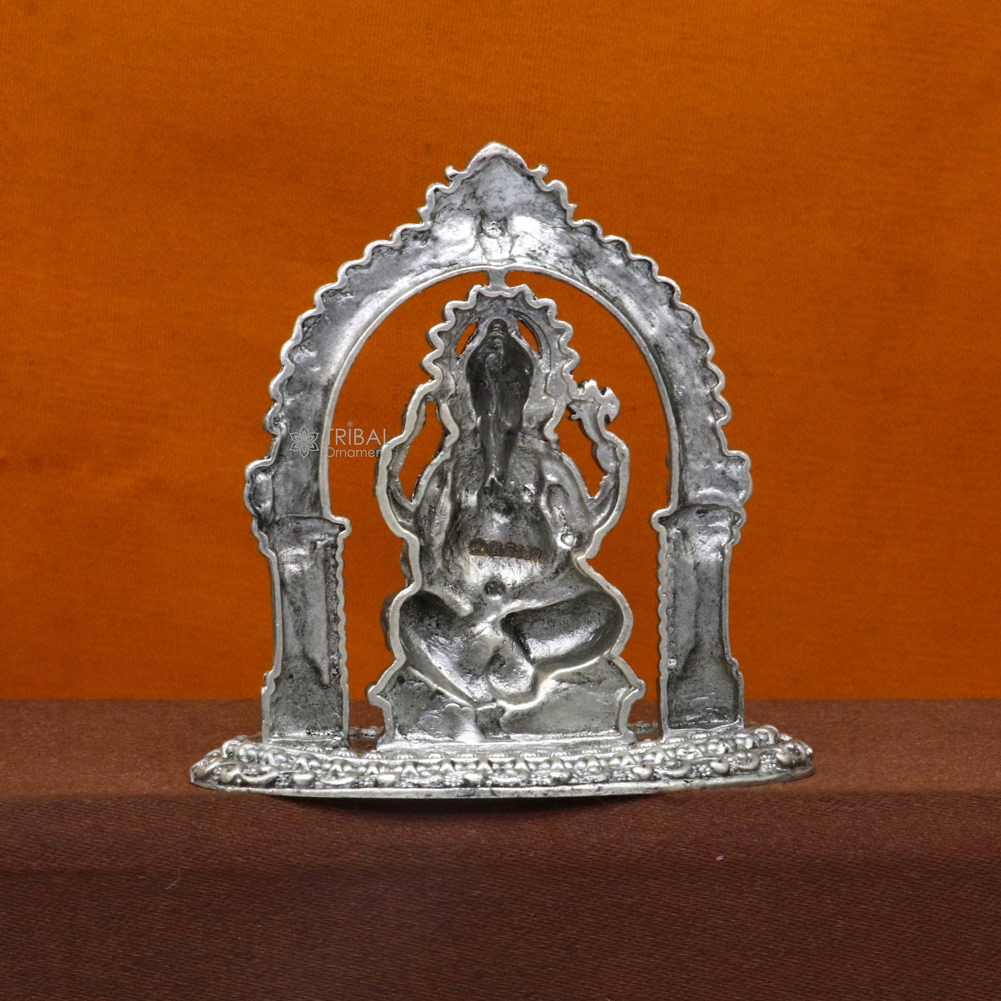 2" 925 Sterling silver handmade Hindu God Idol Ganesha statue, puja article figurine, home decor Diwali puja Divine silver article art704 - TRIBAL ORNAMENTS