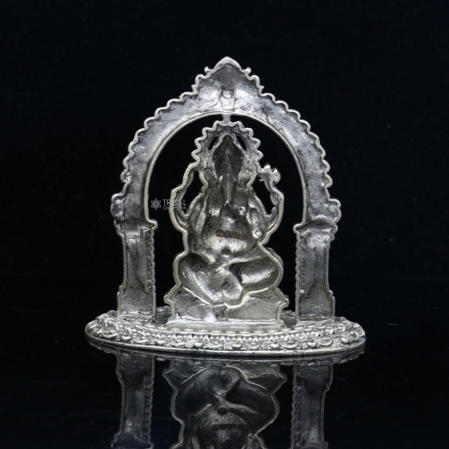 2" 925 Sterling silver handmade Hindu God Idol Ganesha statue, puja article figurine, home decor Diwali puja Divine silver article art704 - TRIBAL ORNAMENTS