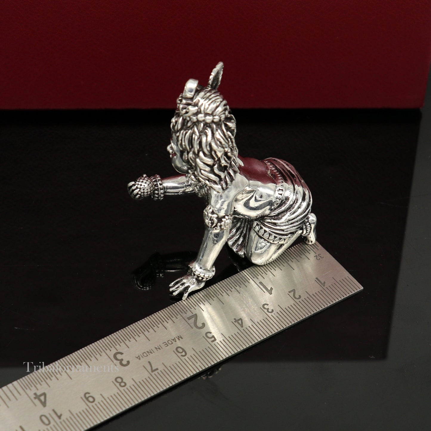 2" 925 silver handmade idol god little Krishna, Laddu Gopal, crawling Krishna small statue sculpture temple puja art, Diwali gift art224 - TRIBAL ORNAMENTS