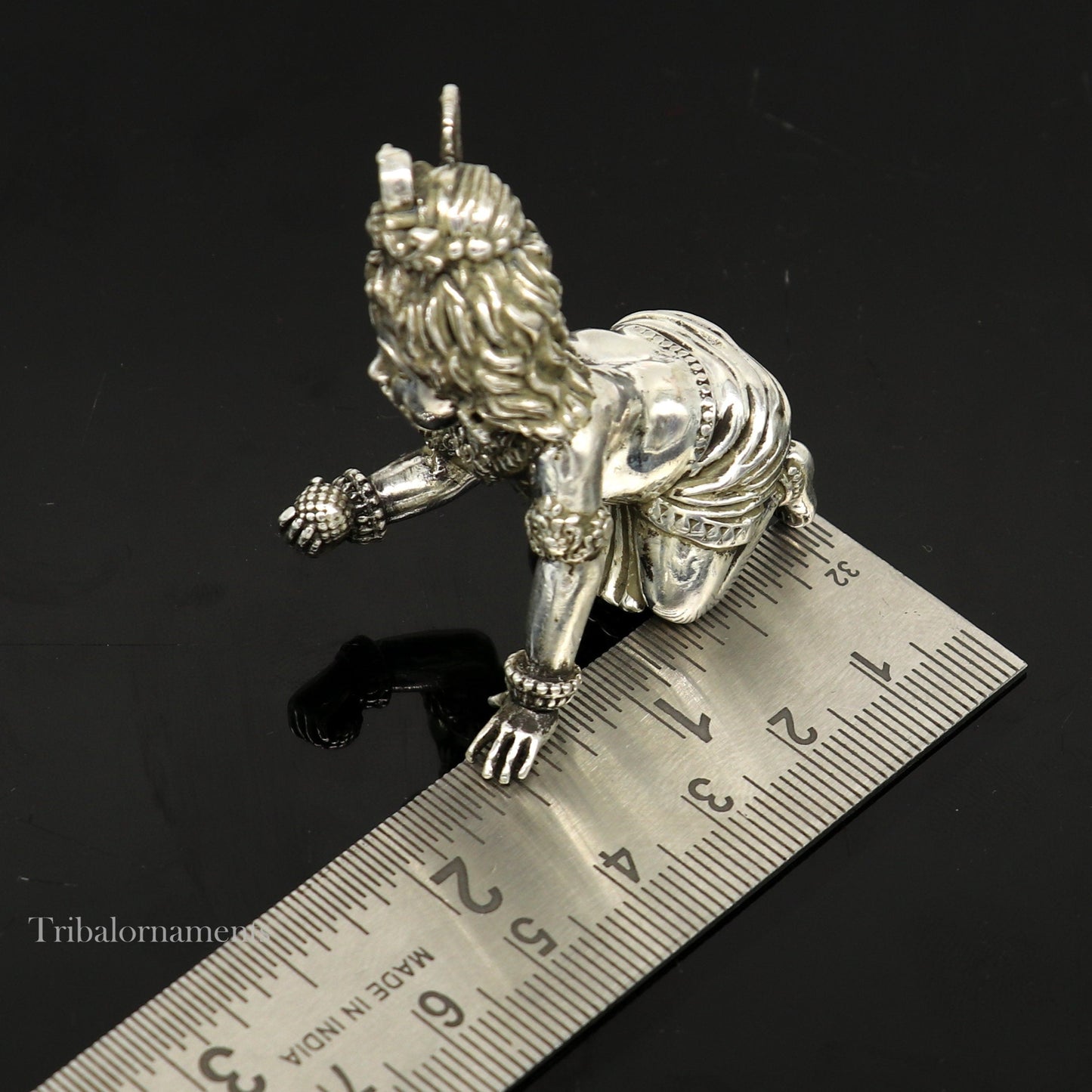 2" 925 silver handmade idol god little Krishna, Laddu Gopal, crawling Krishna small statue sculpture temple puja art, Diwali gift art231 - TRIBAL ORNAMENTS