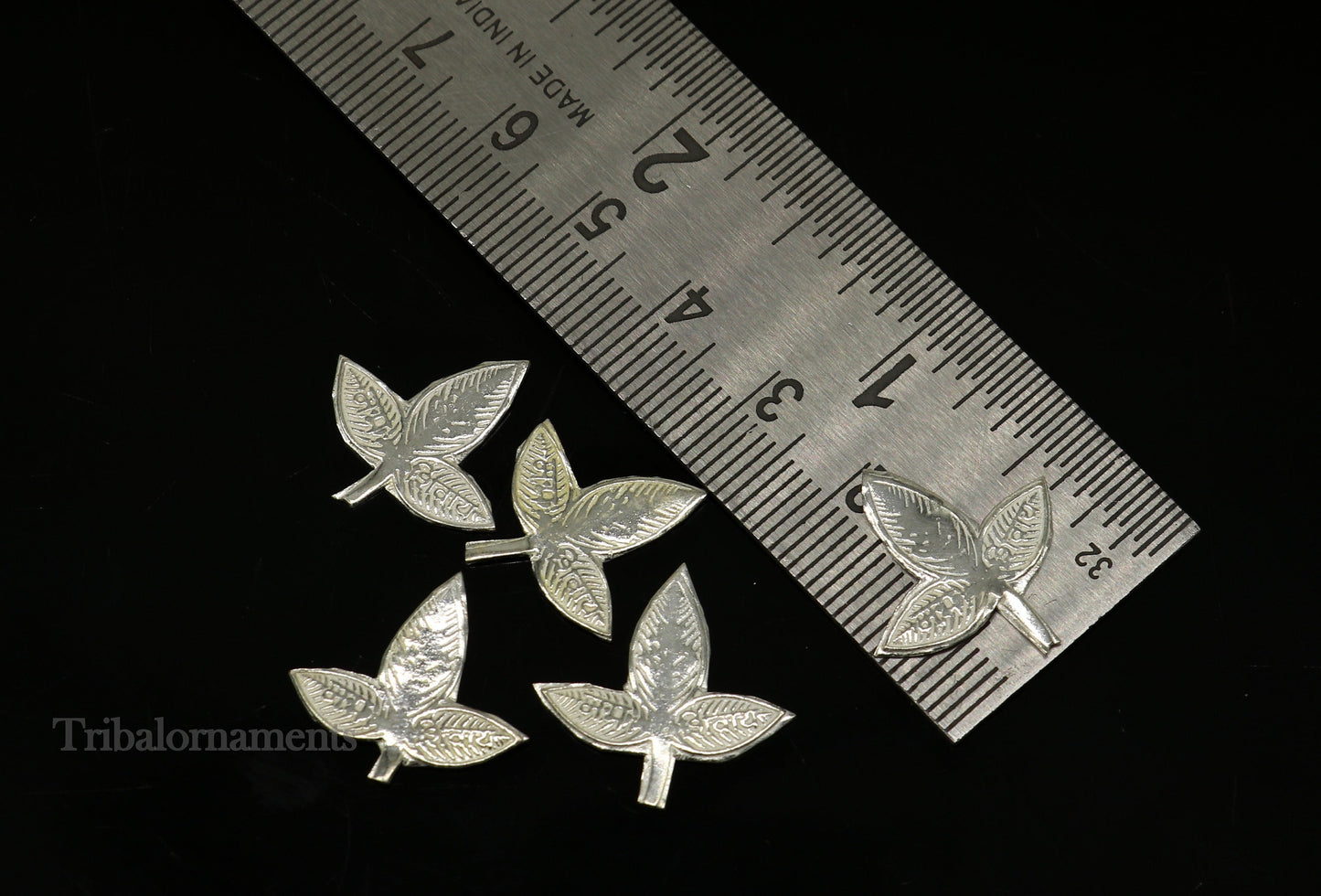 2 cm Lord Shiva bel Patra Solid silver handmade solid belva patra, shiva worshipping/ puja article, bel tree leaves for puja su510 - TRIBAL ORNAMENTS