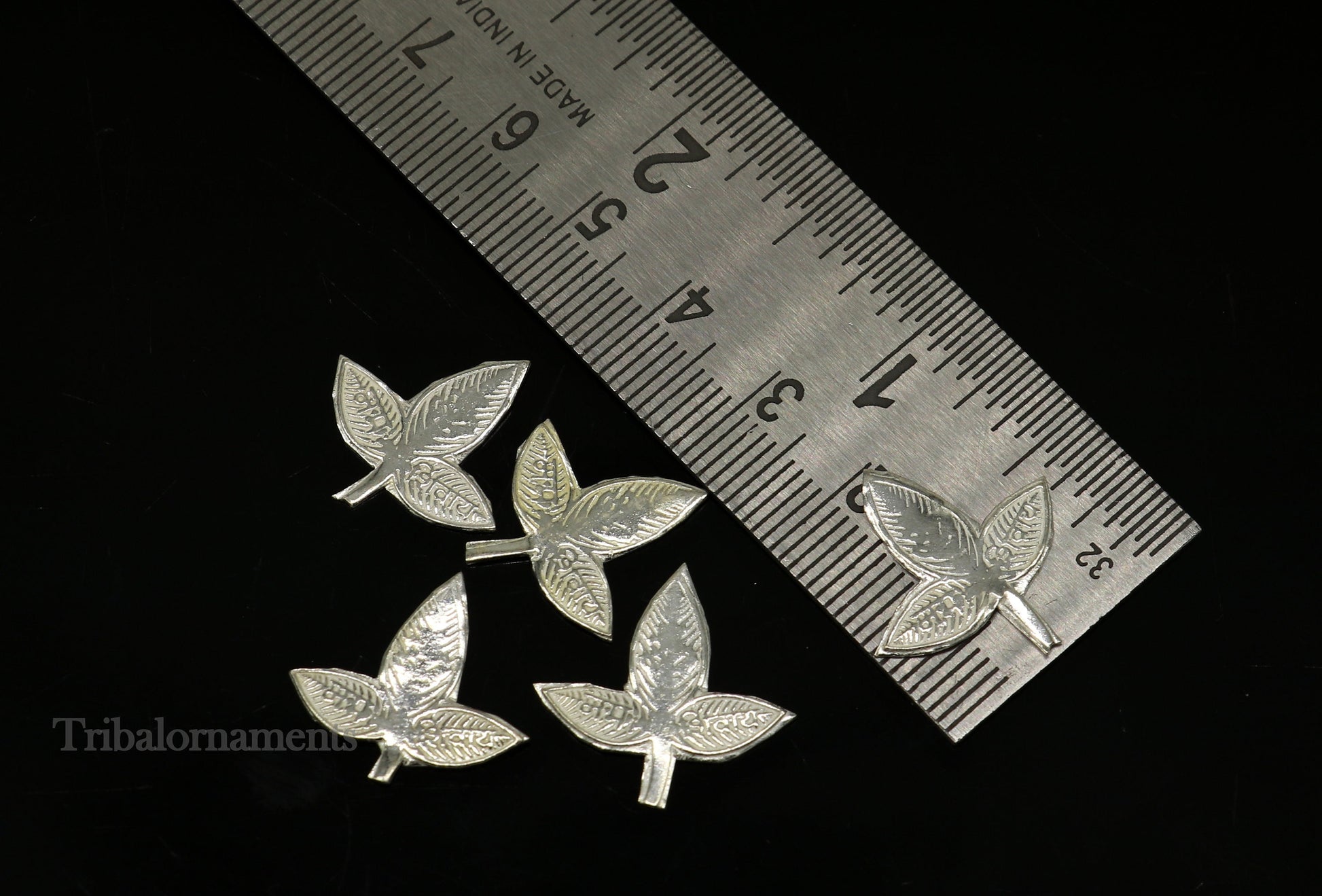 2 cm Lord Shiva bel Patra Solid silver handmade solid belva patra, shiva worshipping/ puja article, bel tree leaves for puja su510 - TRIBAL ORNAMENTS