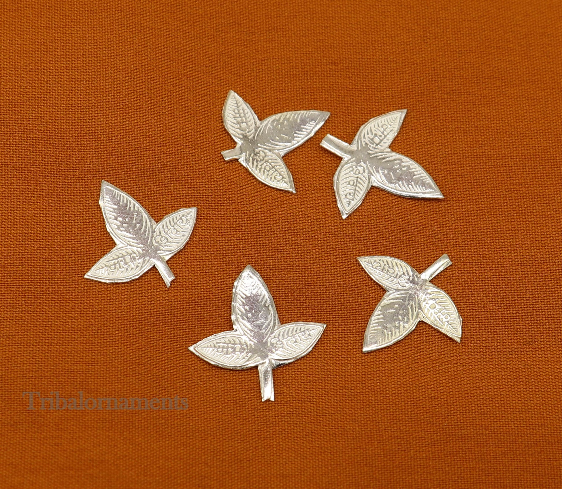 2 cm Lord Shiva bel Patra Solid silver handmade solid belva patra, shiva worshipping/ puja article, bel tree leaves for puja su510 - TRIBAL ORNAMENTS