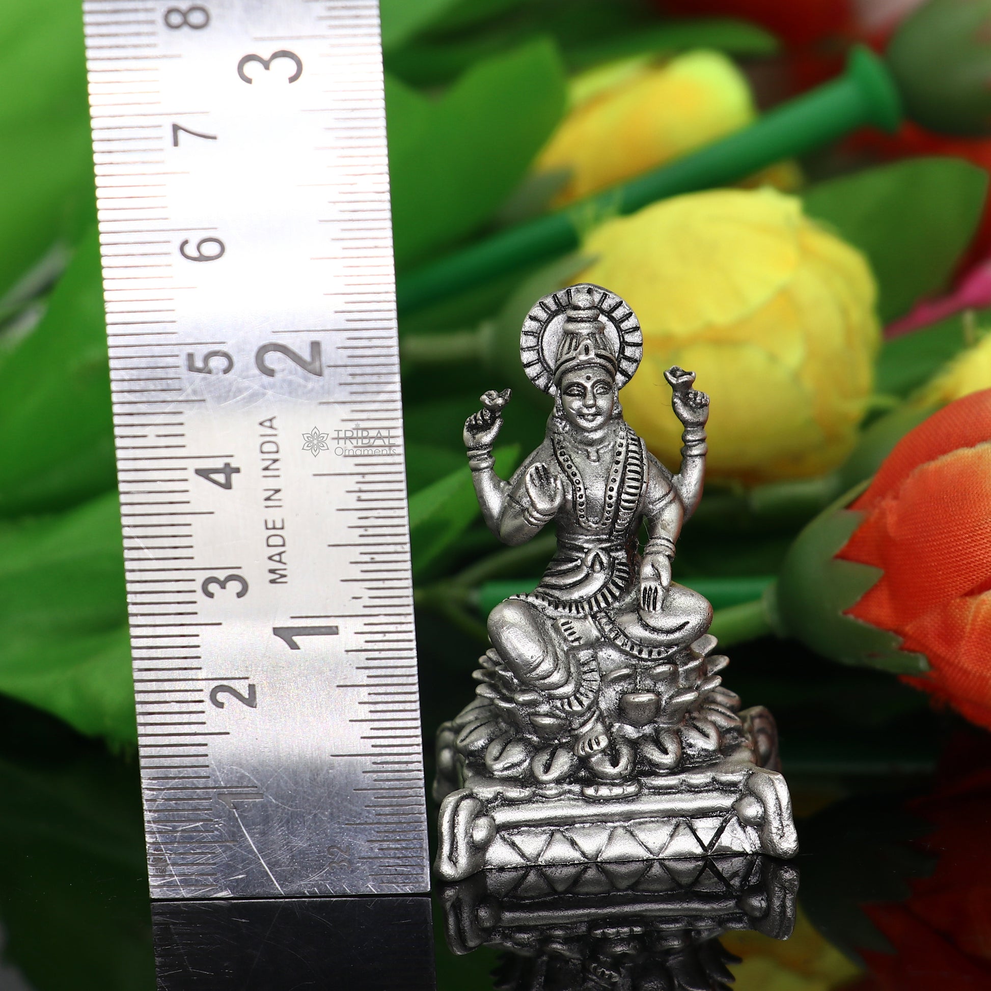 2" Goddess Lakshmi Divine statue figurine for puja,best way for Diwali festival puja or worshipping for wealth and prosperity art694 - TRIBAL ORNAMENTS