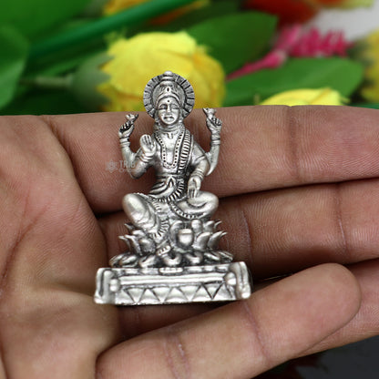 Tribal Ornaments 2-inch Goddess Lakshmi divine statue figurine for Diwali puja, symbolizing wealth and prosperity, in intricate design.