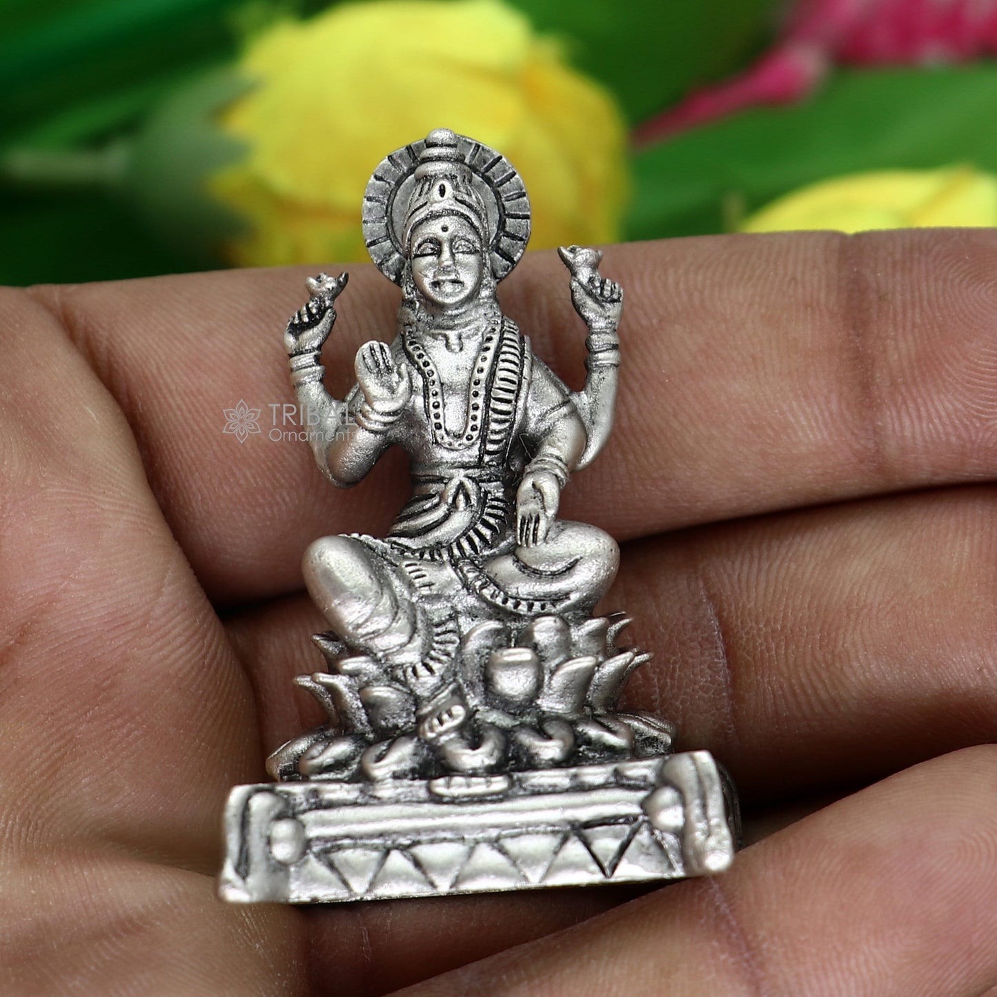2" Goddess Lakshmi Divine statue figurine for puja,best way for Diwali festival puja or worshipping for wealth and prosperity art694 - TRIBAL ORNAMENTS