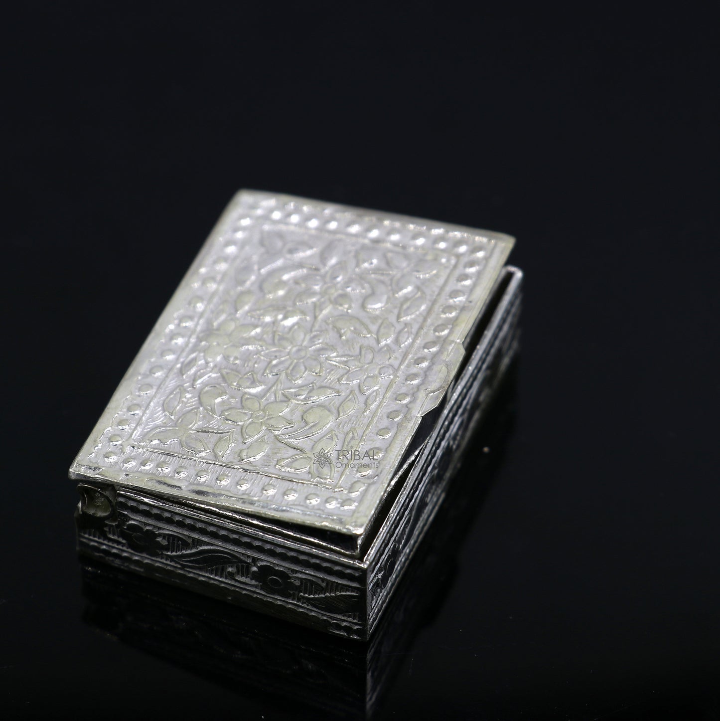 2"X1.2" 925 sterling silver trinket box, kajal box/casket box brides rectangle shape box collection, container box, eyeliner box stb821 - TRIBAL ORNAMENTS