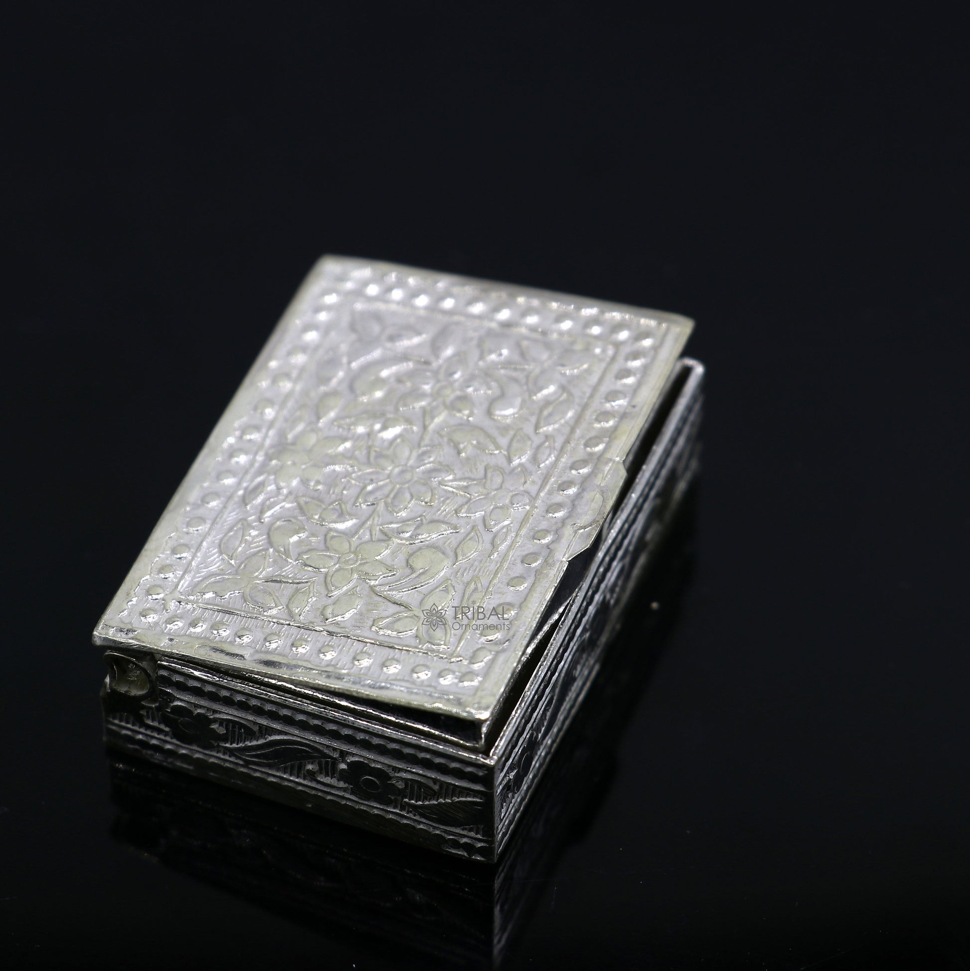 2"X1.2" 925 sterling silver trinket box, kajal box/casket box brides rectangle shape box collection, container box, eyeliner box stb821 - TRIBAL ORNAMENTS