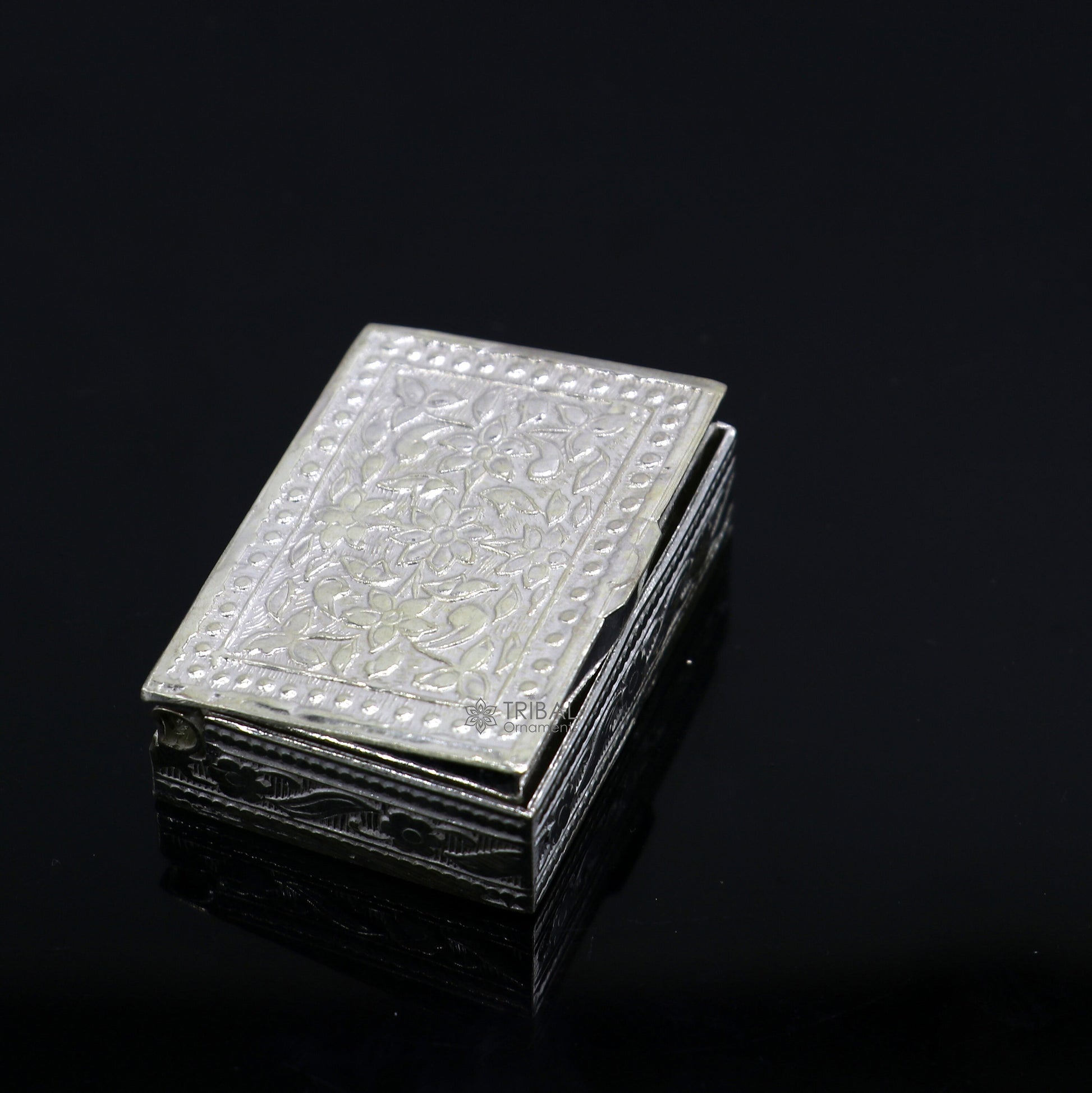 2"X1.2" 925 sterling silver trinket box, kajal box/casket box brides rectangle shape box collection, container box, eyeliner box stb821 - TRIBAL ORNAMENTS