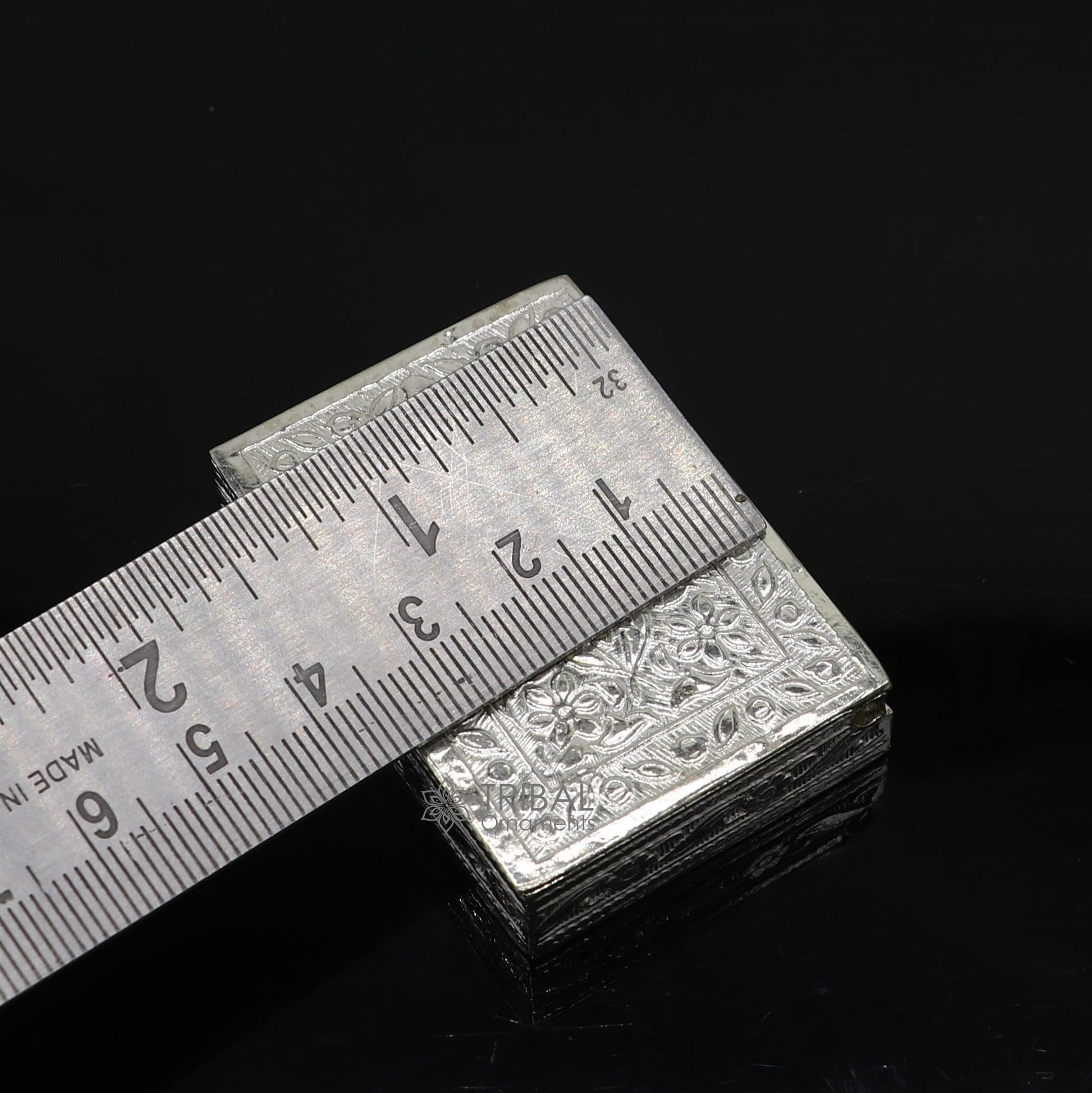 2"X1.2" 925 sterling silver trinket box, kajal box/casket box brides rectangle shape box collection, container box, eyeliner box stb821 - TRIBAL ORNAMENTS