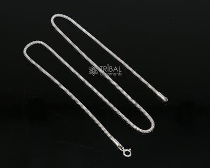 20-inch 2mm sterling silver round box chain necklace by TRIBAL ORNAMENTS, stylish jewelry for men and women, perfect for gifting.