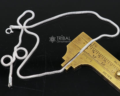 Sterling silver 20-inch round box chain necklace by Tribal Ornaments, trendy style jewelry for men and women, handmade and elegant.