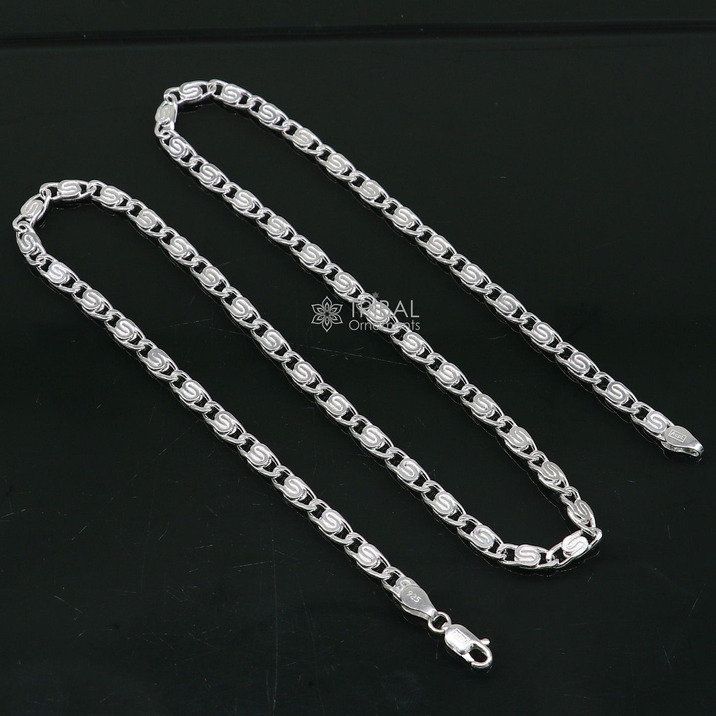 20" 3.5 MM 925 sterling silver handmade solid fancy stylish silver chain necklace nawabi chain best gifting jewelry from India ch226 - TRIBAL ORNAMENTS