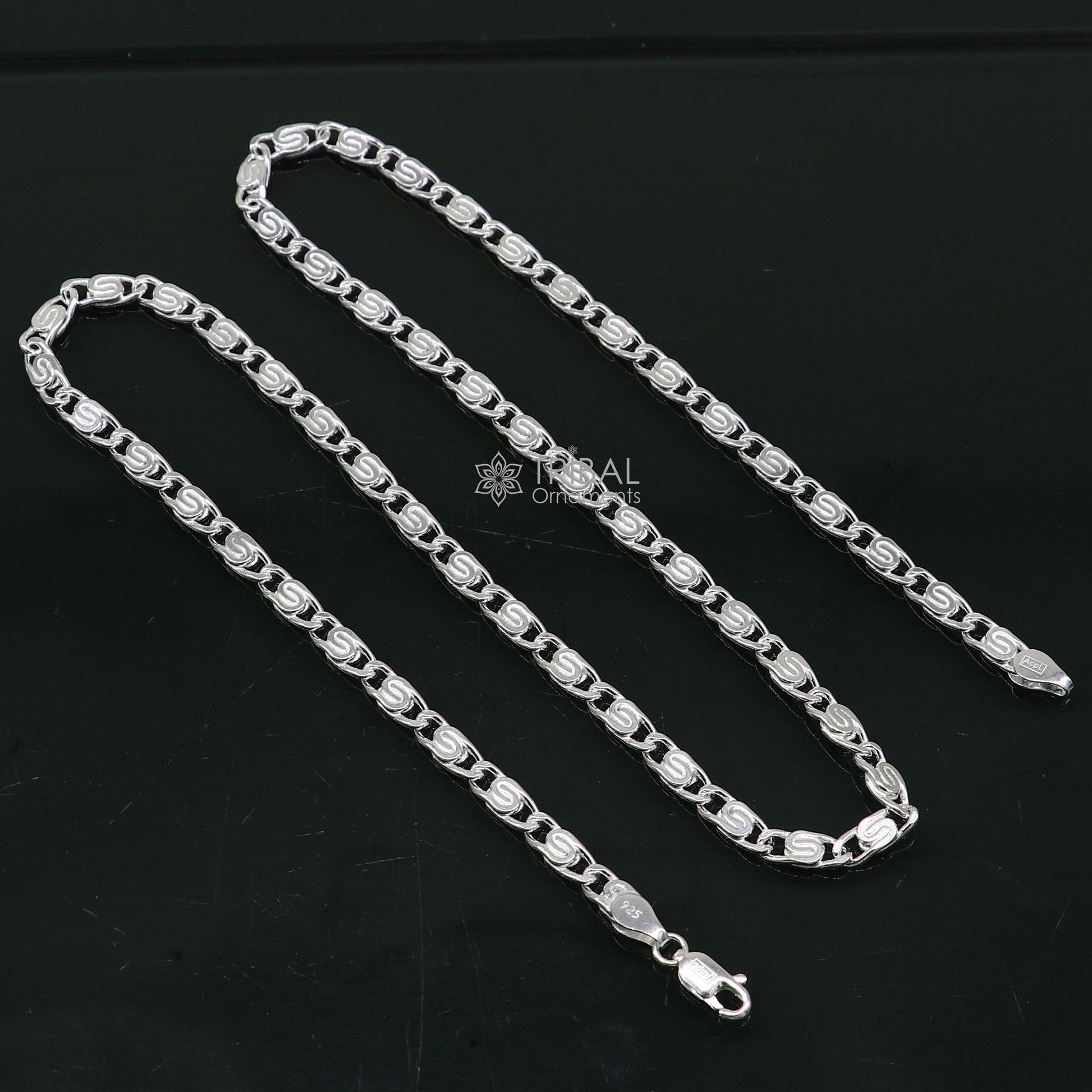 20" 3.5 MM 925 sterling silver handmade solid fancy stylish silver chain necklace nawabi chain best gifting jewelry from India ch226 - TRIBAL ORNAMENTS