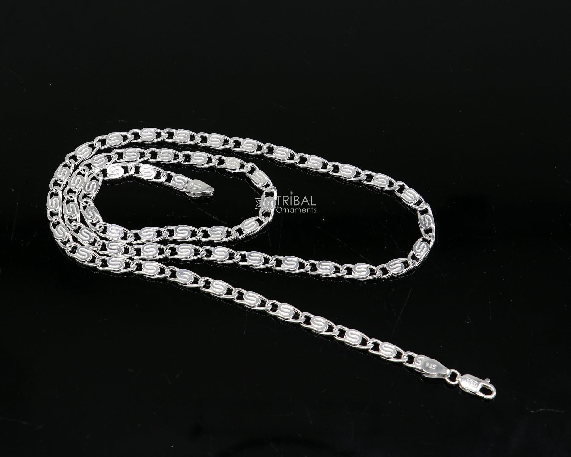 20" 3.5 MM 925 sterling silver handmade solid fancy stylish silver chain necklace nawabi chain best gifting jewelry from India ch226 - TRIBAL ORNAMENTS