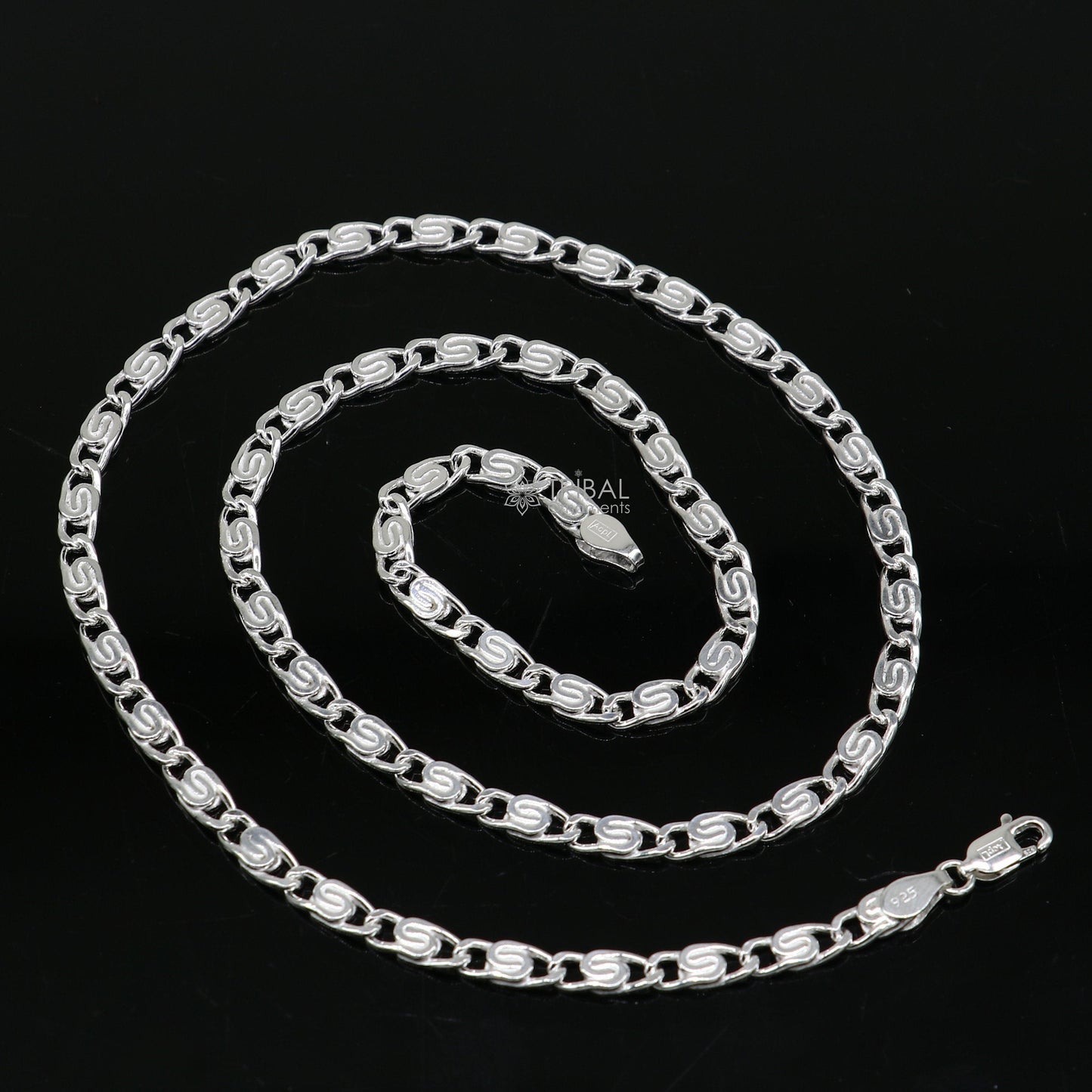 20" 3.5 MM 925 sterling silver handmade solid fancy stylish silver chain necklace nawabi chain best gifting jewelry from India ch226 - TRIBAL ORNAMENTS