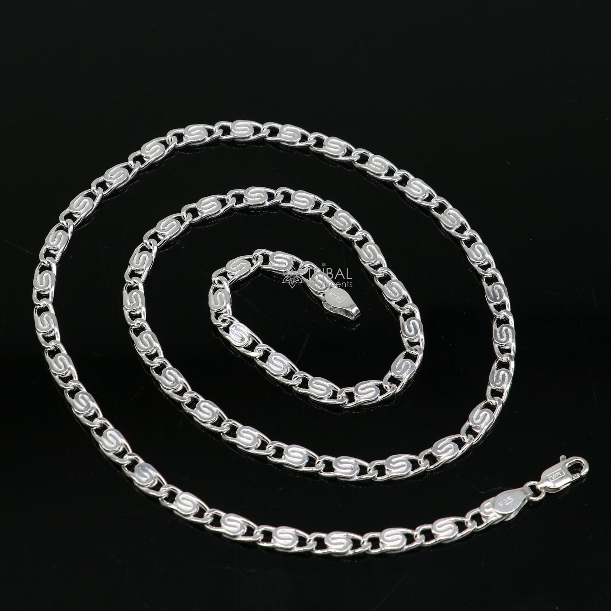 20" 3.5 MM 925 sterling silver handmade solid fancy stylish silver chain necklace nawabi chain best gifting jewelry from India ch226 - TRIBAL ORNAMENTS