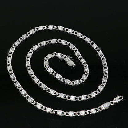 20-inch 3.5mm sterling silver Nawabi chain by Tribal Ornaments, showcasing a stylish handmade unisex necklace with intricate design.