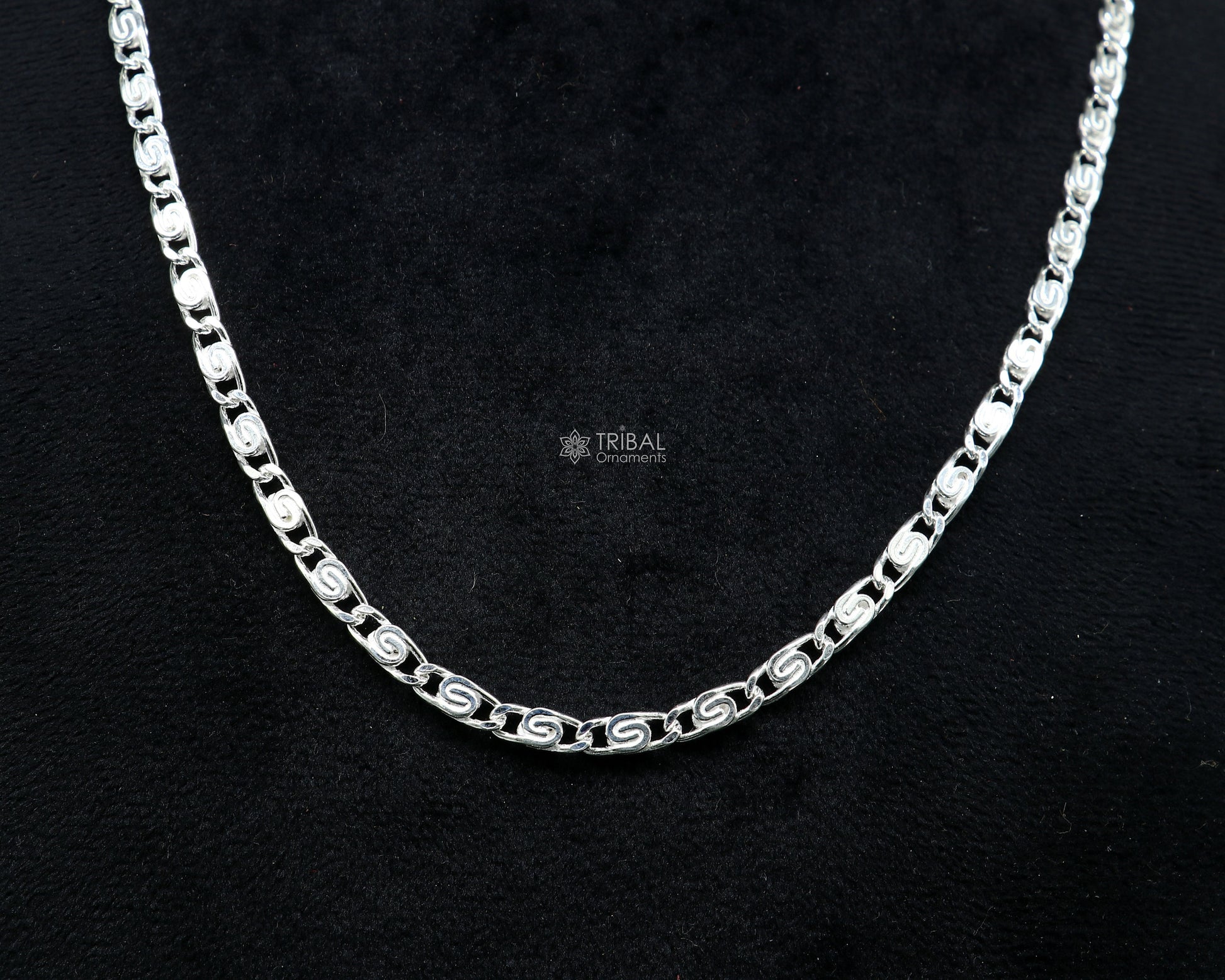 20" 3.5 MM 925 sterling silver handmade solid fancy stylish silver chain necklace nawabi chain best gifting jewelry from India ch226 - TRIBAL ORNAMENTS