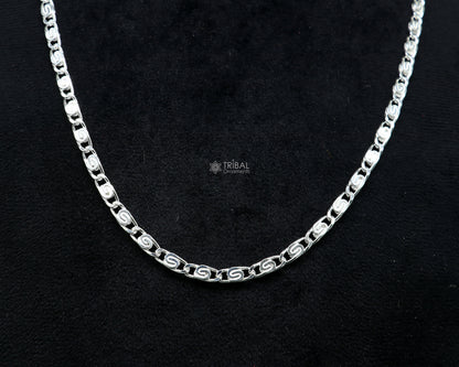 20-inch 3.5mm TRIBAL ORNAMENTS sterling silver Nawabi chain, stylish handmade unisex necklace with intricate design details.