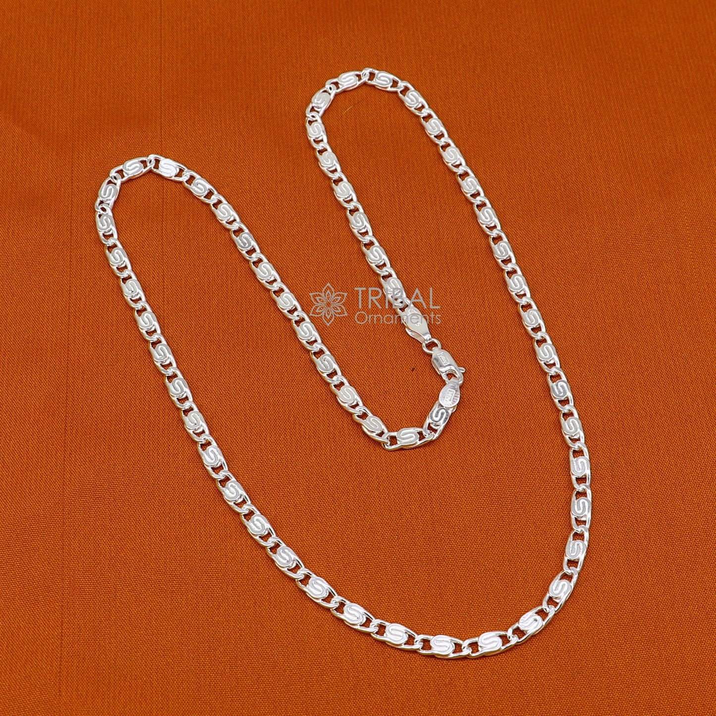 20" 3.5 MM 925 sterling silver handmade solid fancy stylish silver chain necklace nawabi chain best gifting jewelry from India ch226 - TRIBAL ORNAMENTS