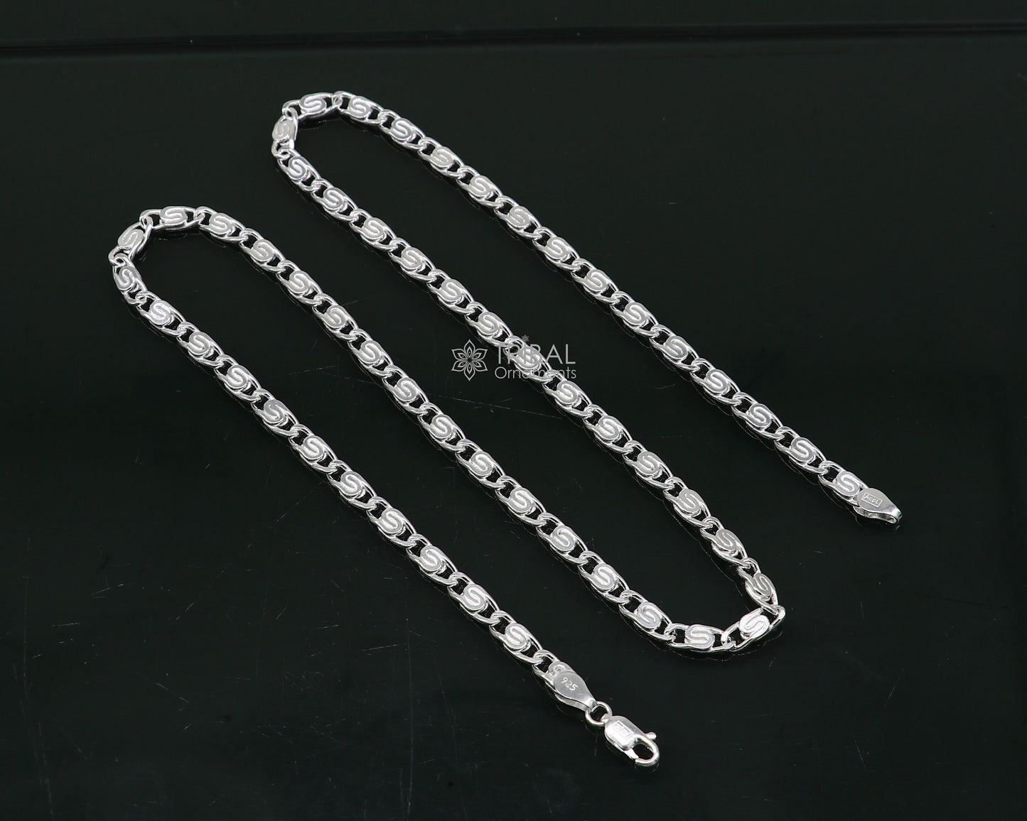 20" 3.5 MM 925 sterling silver handmade solid fancy stylish silver chain necklace nawabi chain best gifting jewelry from India ch226 - TRIBAL ORNAMENTS