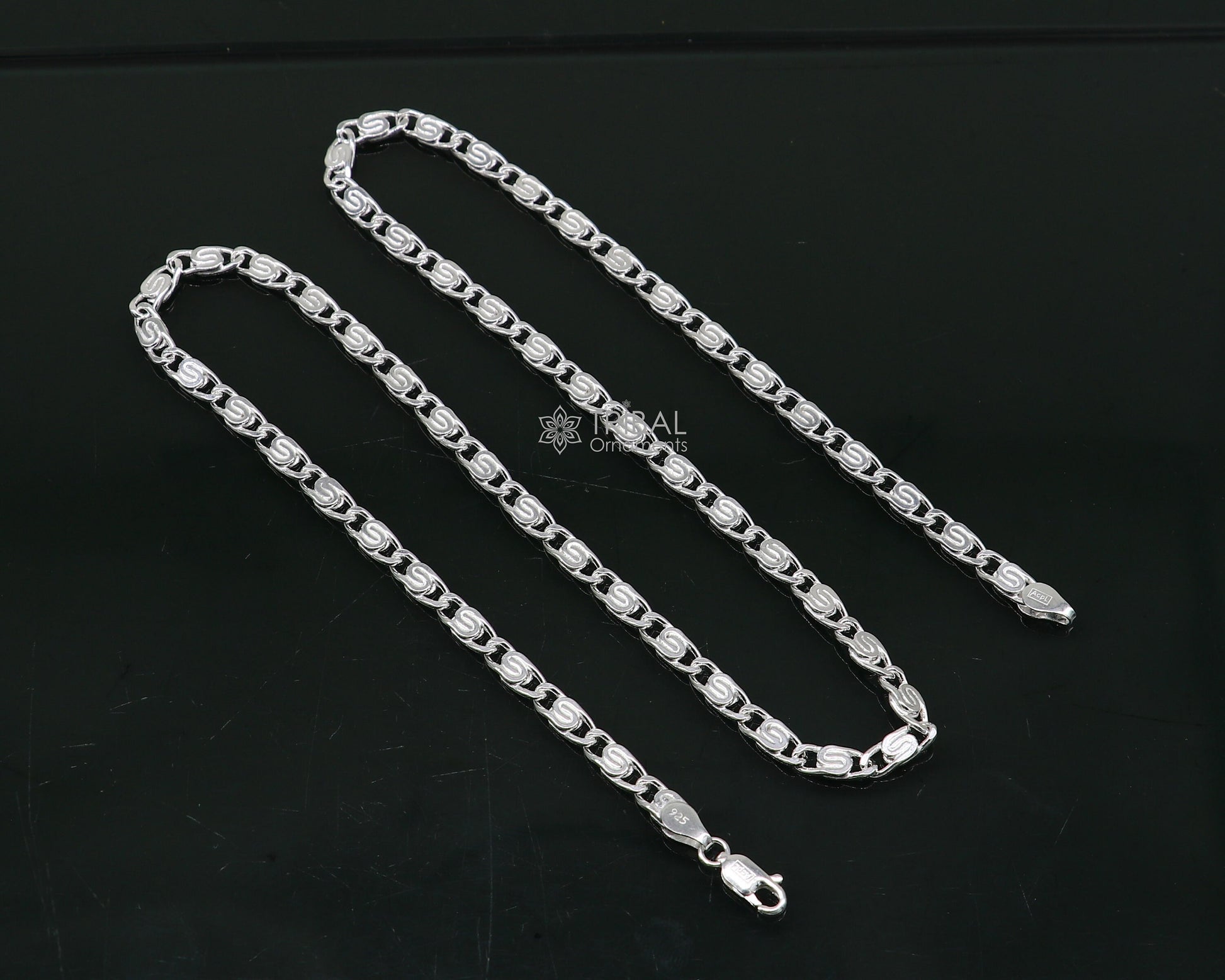 20" 3.5 MM 925 sterling silver handmade solid fancy stylish silver chain necklace nawabi chain best gifting jewelry from India ch226 - TRIBAL ORNAMENTS