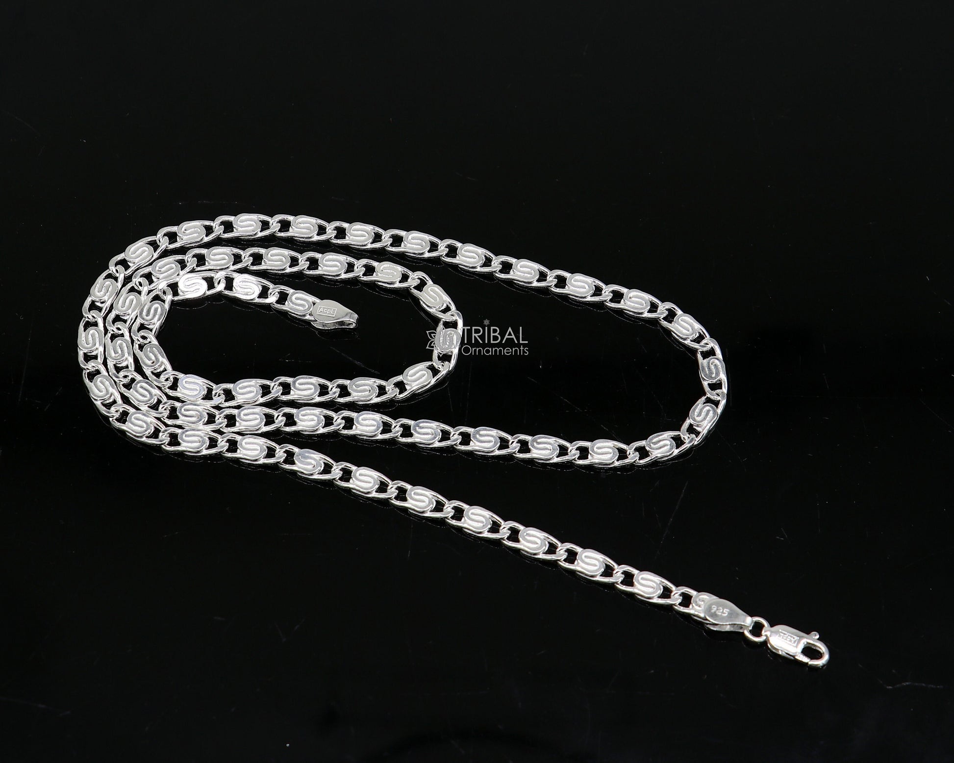 20" 3.5 MM 925 sterling silver handmade solid fancy stylish silver chain necklace nawabi chain best gifting jewelry from India ch226 - TRIBAL ORNAMENTS