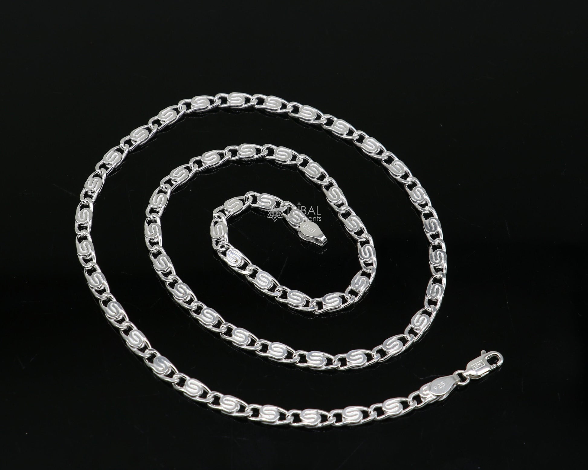 20" 3.5 MM 925 sterling silver handmade solid fancy stylish silver chain necklace nawabi chain best gifting jewelry from India ch226 - TRIBAL ORNAMENTS